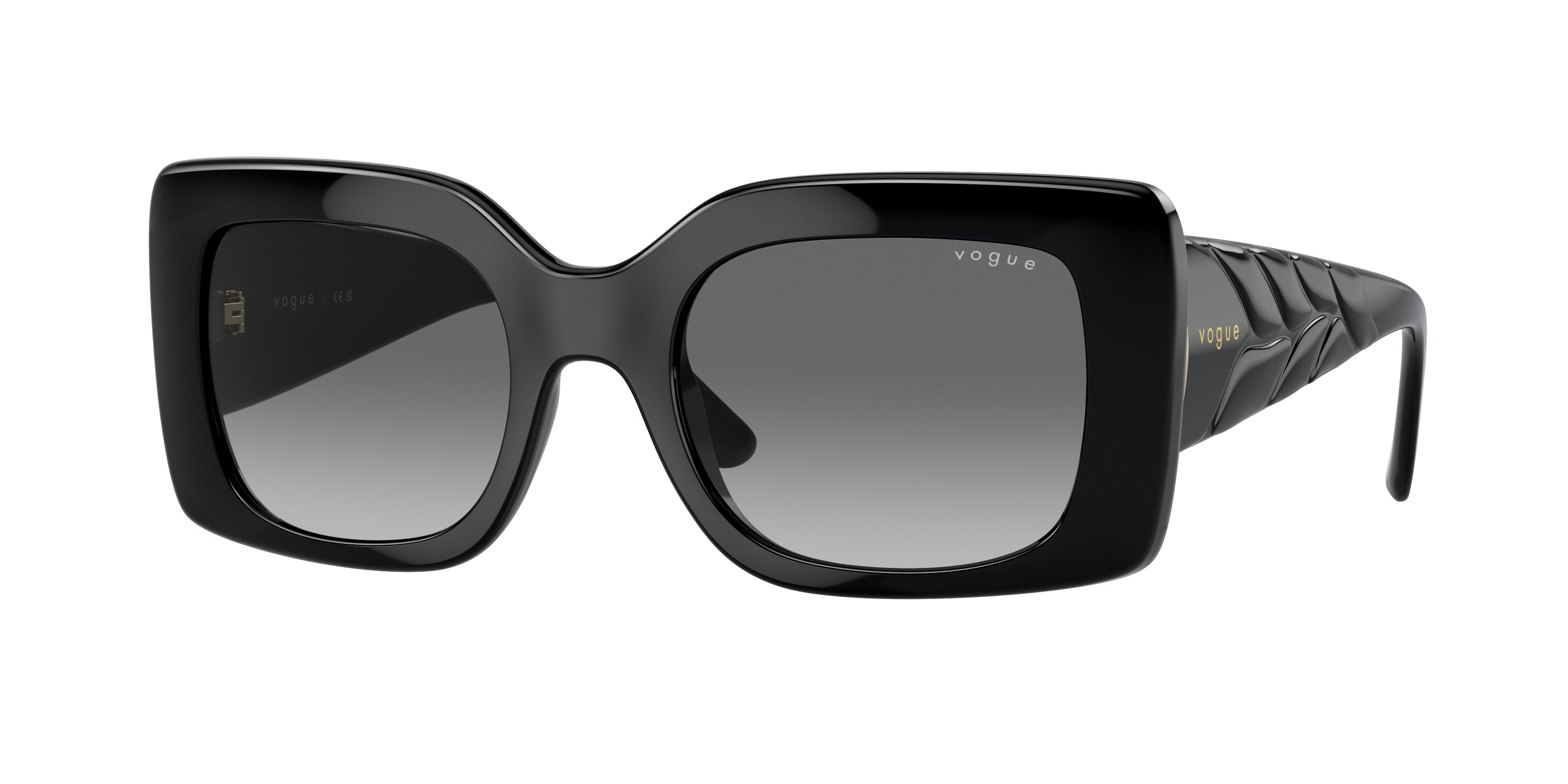 Vogue VO5481S Rectangle Sunglasses W44/11-Black 52-135-21 - Color Map Black