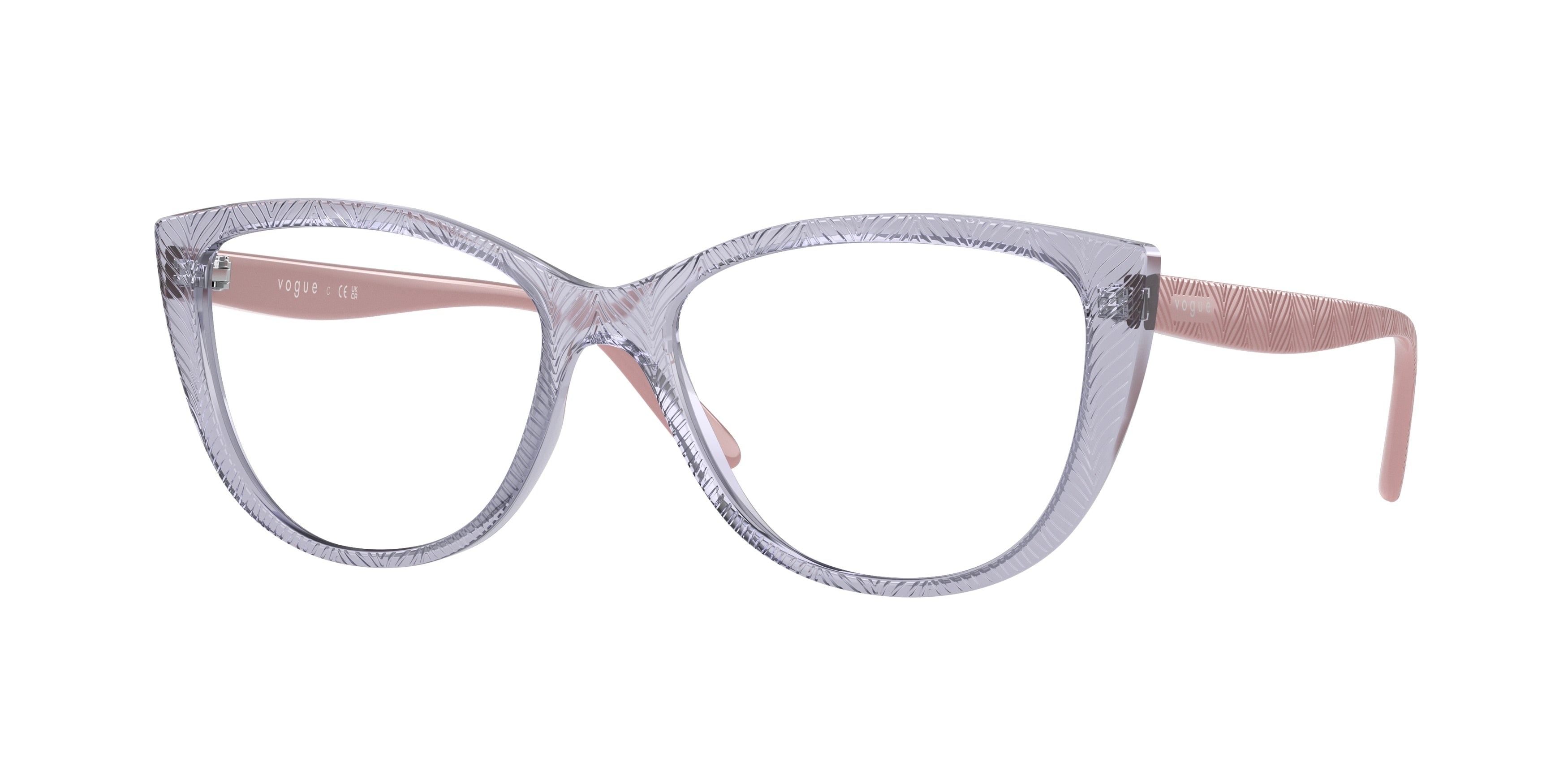 Vogue VO5485 Cat Eye Eyeglasses 2925-Transparent Light Violet 54-140-16 - Color Map Transparent