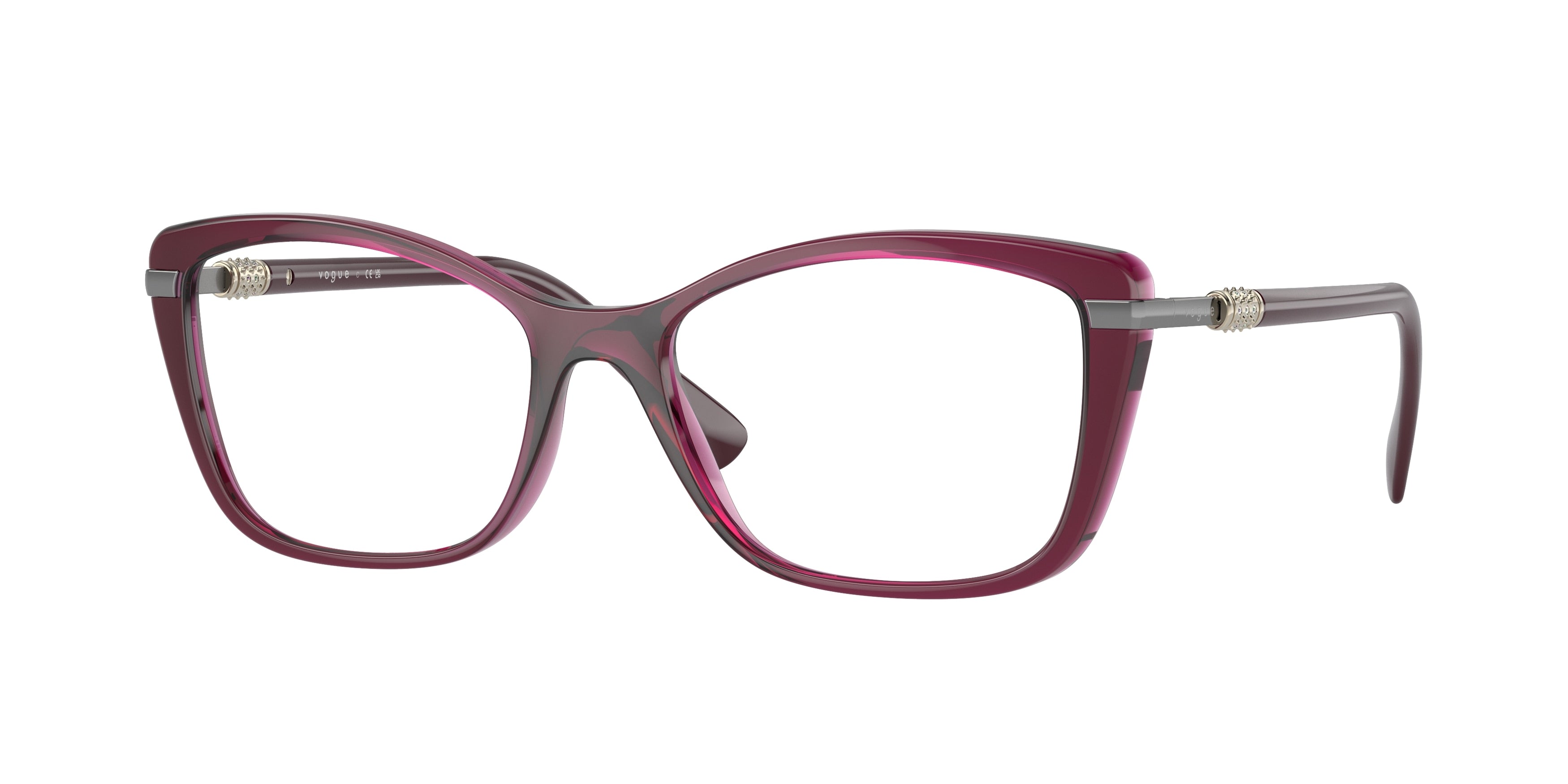 Vogue VO5487B Butterfly Eyeglasses 2989-Transparent Cherry 54-140-17 - Color Map Violet
