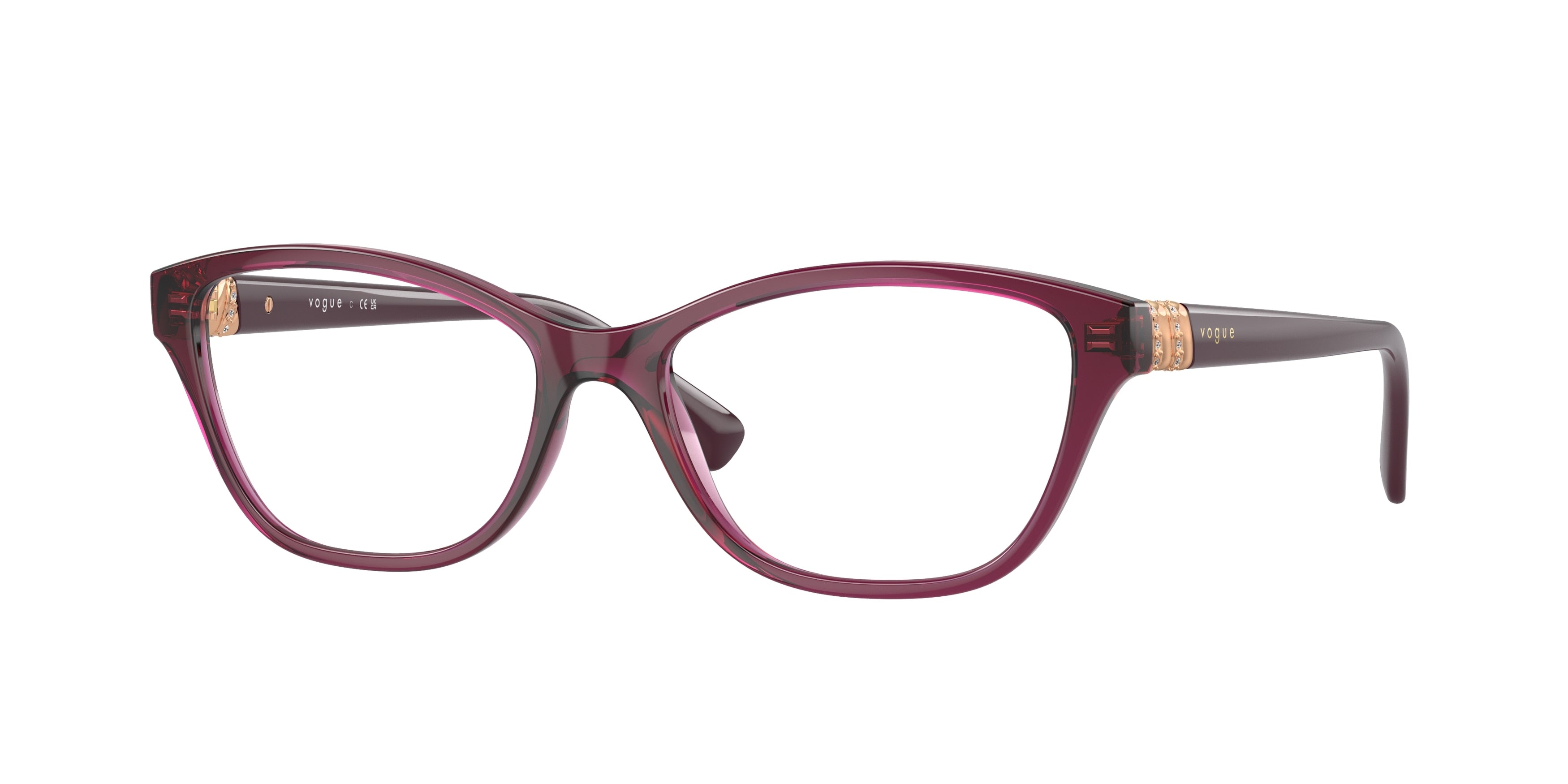 Vogue VO5516B Pillow Eyeglasses  2989-Transparent Cherry 53-140-16 - Color Map Violet