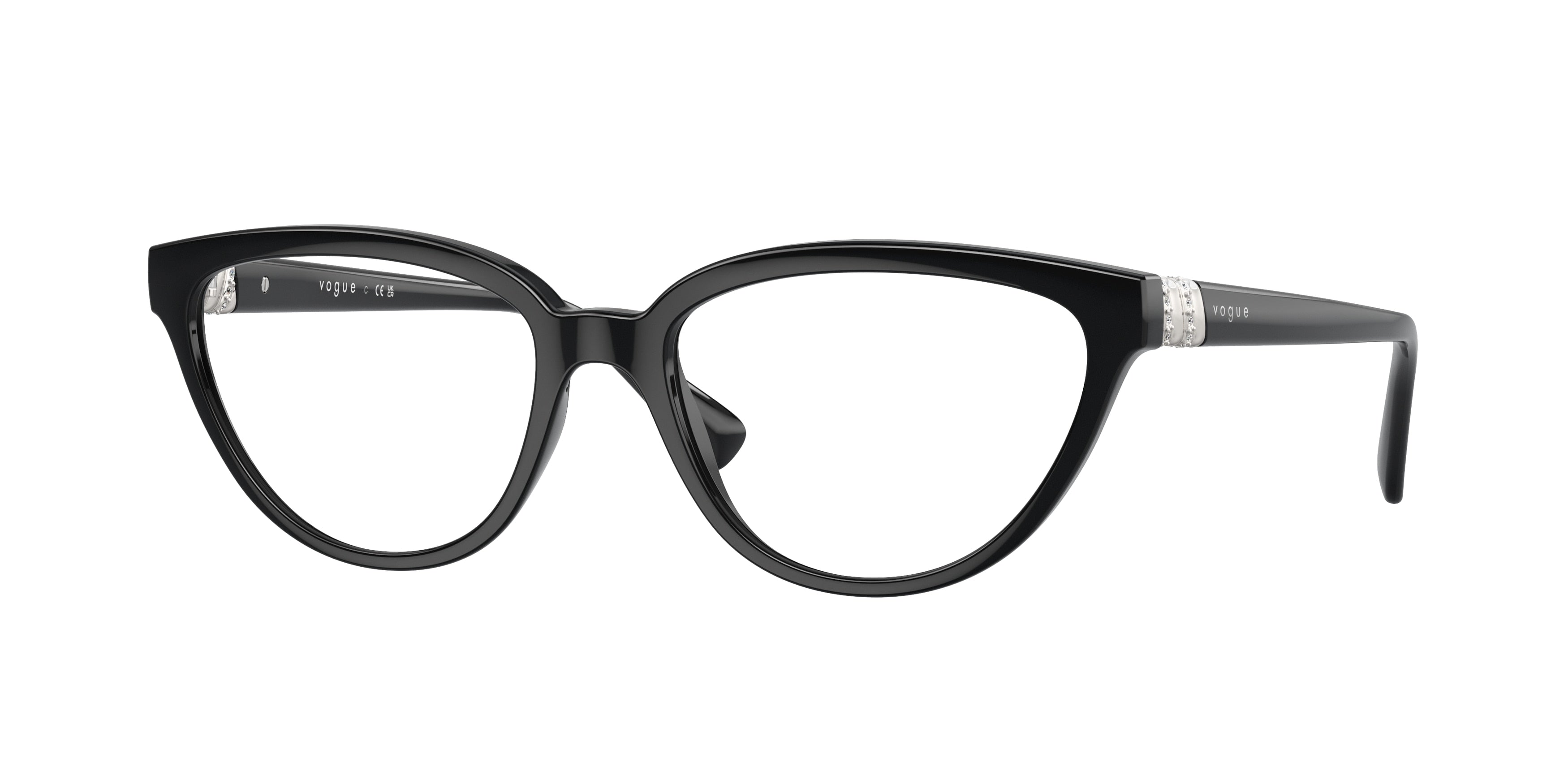 Vogue VO5517B Cat Eye Eyeglasses W44-Black 54-140-17 - Color Map Black