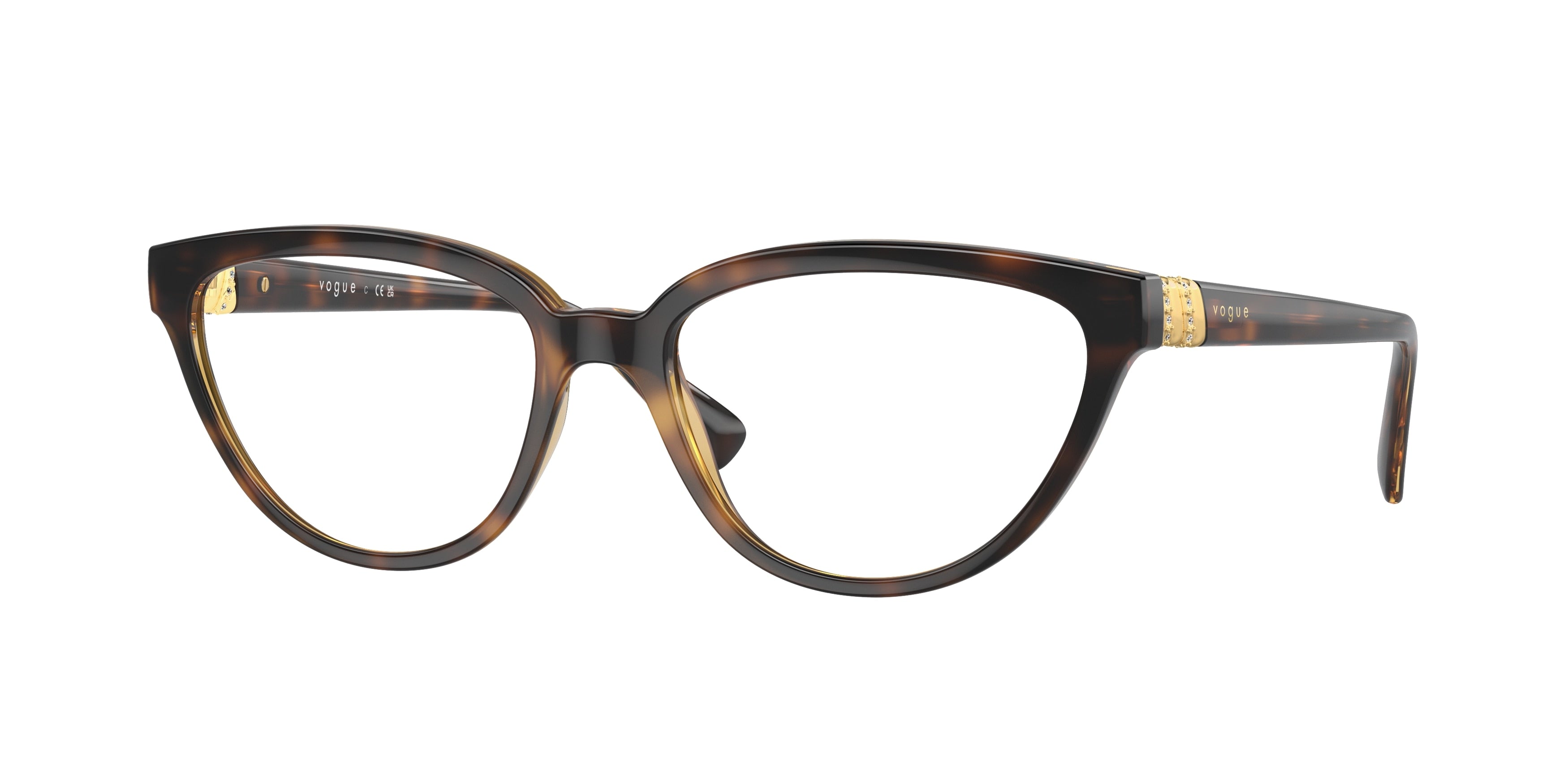 Vogue VO5517B Cat Eye Eyeglasses W656-Dark Havana 52-140-17 - Color Map Brown