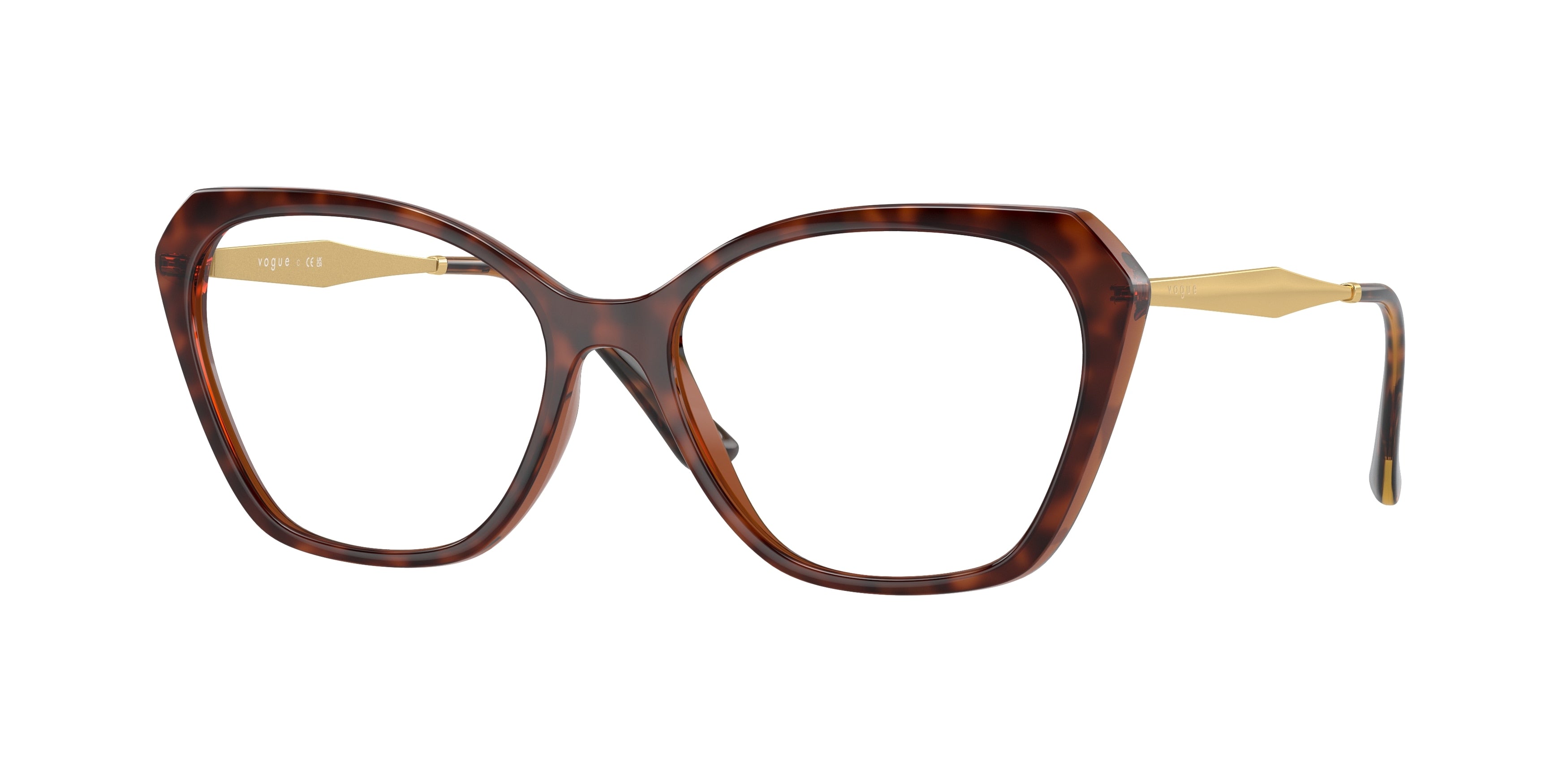 Vogue VO5522 Irregular Eyeglasses 2386-Top Dark Havana/Light Brown 52-135-16 - Color Map Brown