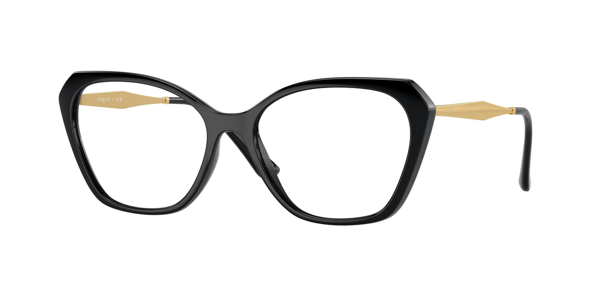 Vogue VO5522 Irregular Eyeglasses W44-Black 54-140-16 - Color Map Black