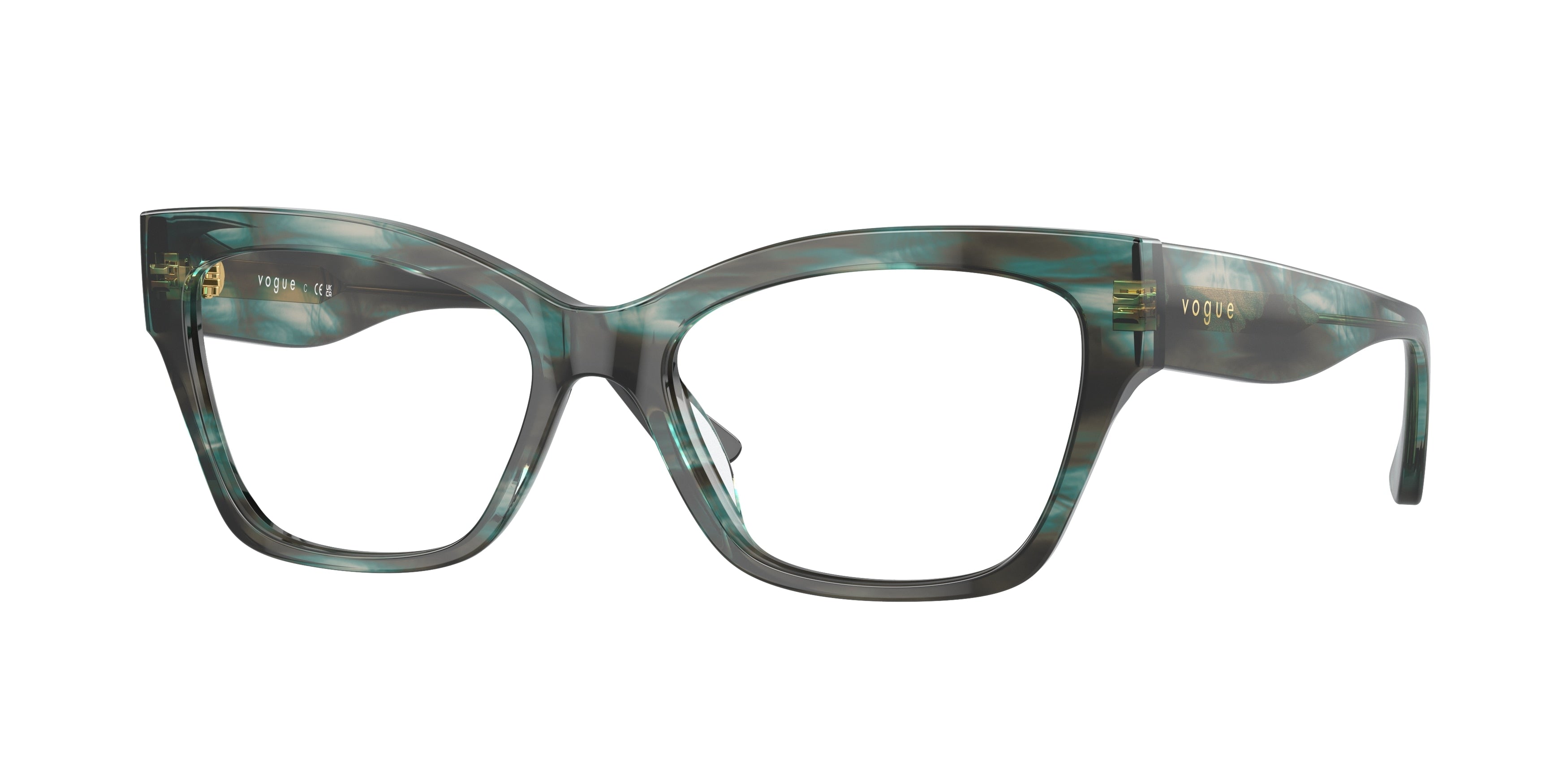 Vogue VO5523 Cat Eye Eyeglasses  3088-Green Havana 54-140-17 - Color Map Green
