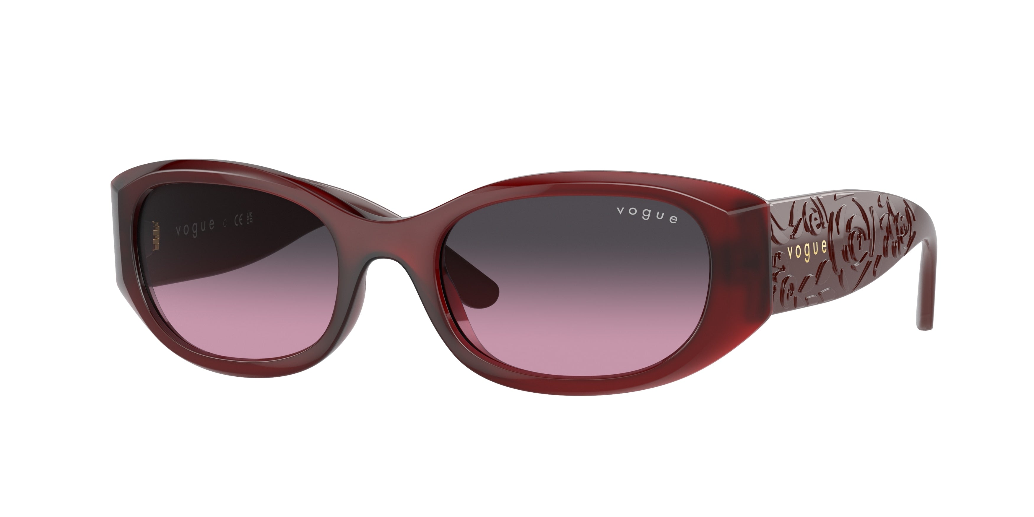 Vogue VO5525S Pillow Sunglasses 309490-Opal Red 52-135-19 - Color Map Red