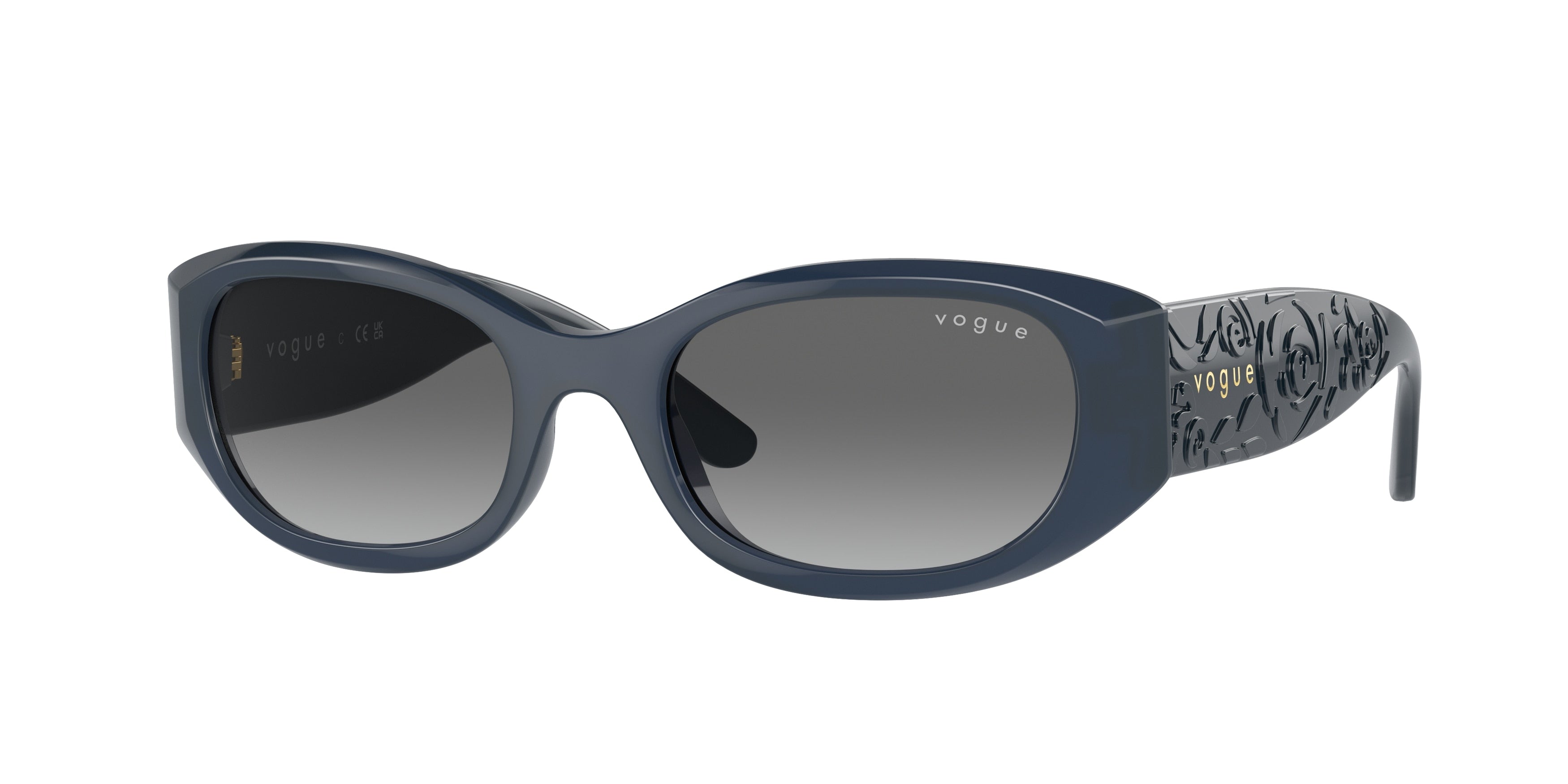 Vogue VO5525S Pillow Sunglasses 309511-Opal Dark Blue 52-135-19 - Color Map Blue