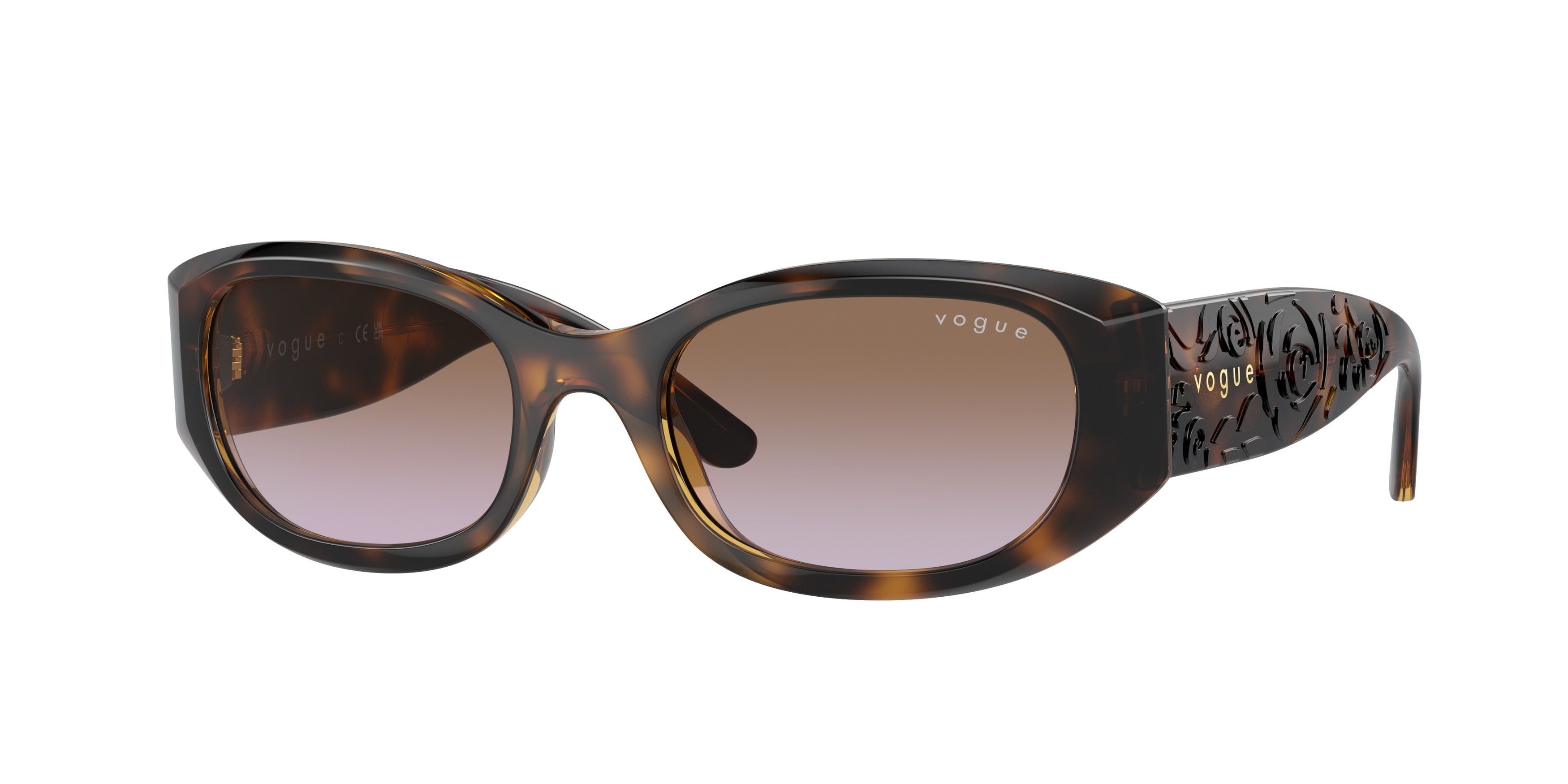 Vogue VO5525S Pillow Sunglasses W65668-Dark Havana 52-135-19 - Color Map Brown