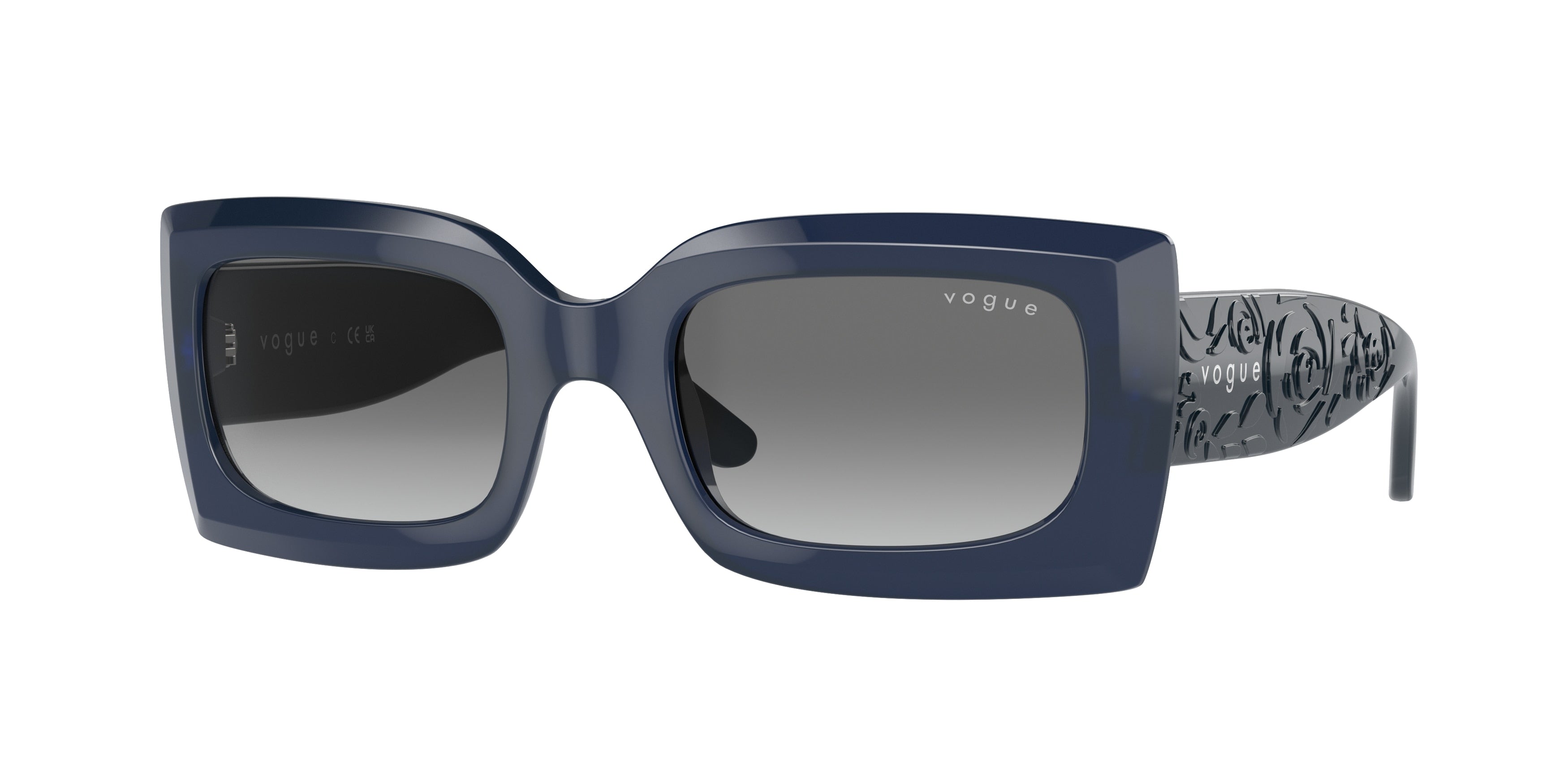 Vogue VO5526S Rectangle Sunglasses 309511-Opal Dark Blue 52-135-21 - Color Map Blue