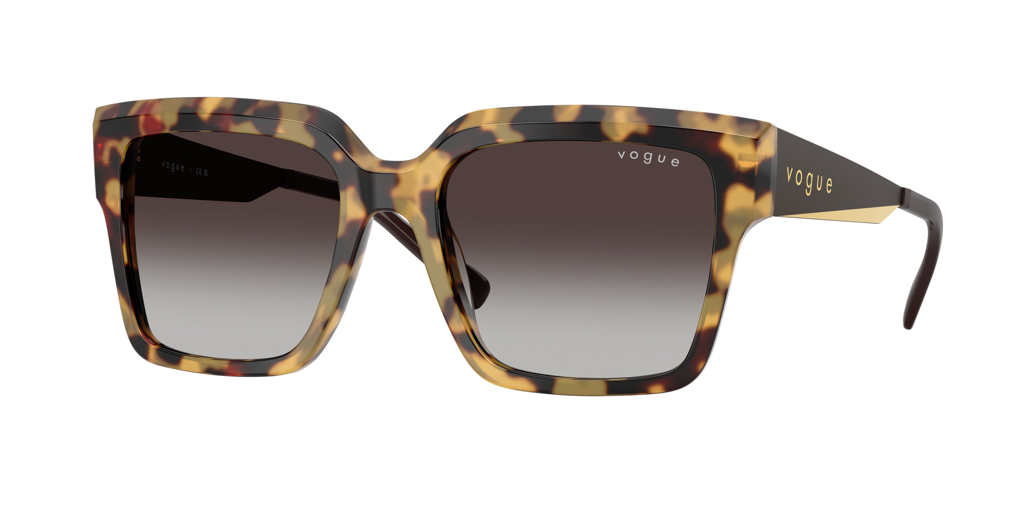 Vogue VO5553S Square Sunglasses 26058G-Yellow Tortoise 54-140-19 - Color Map Tortoise