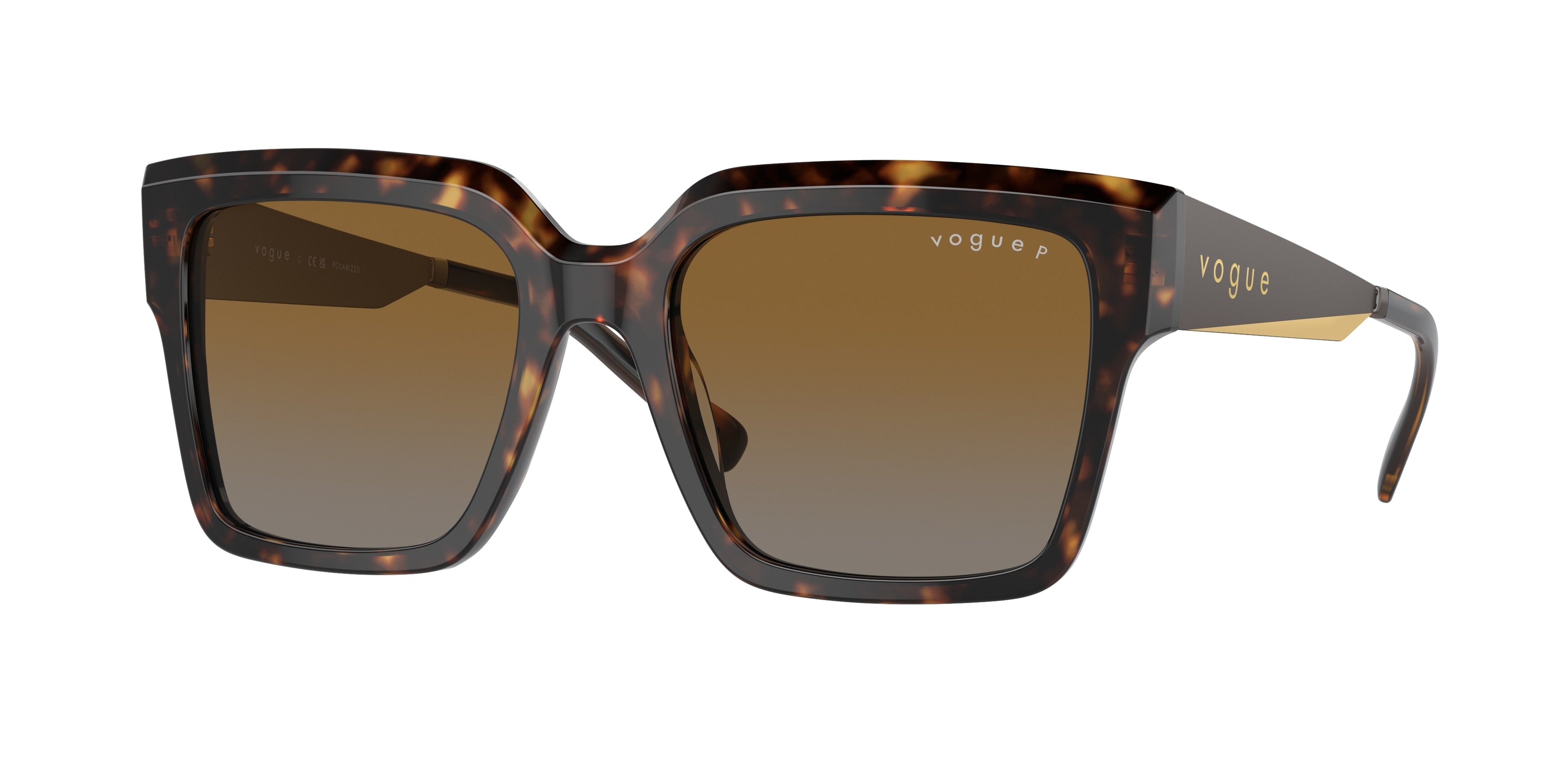 Vogue VO5553S Square Sunglasses W656T5-Dark Havana 54-140-19 - Color Map Brown