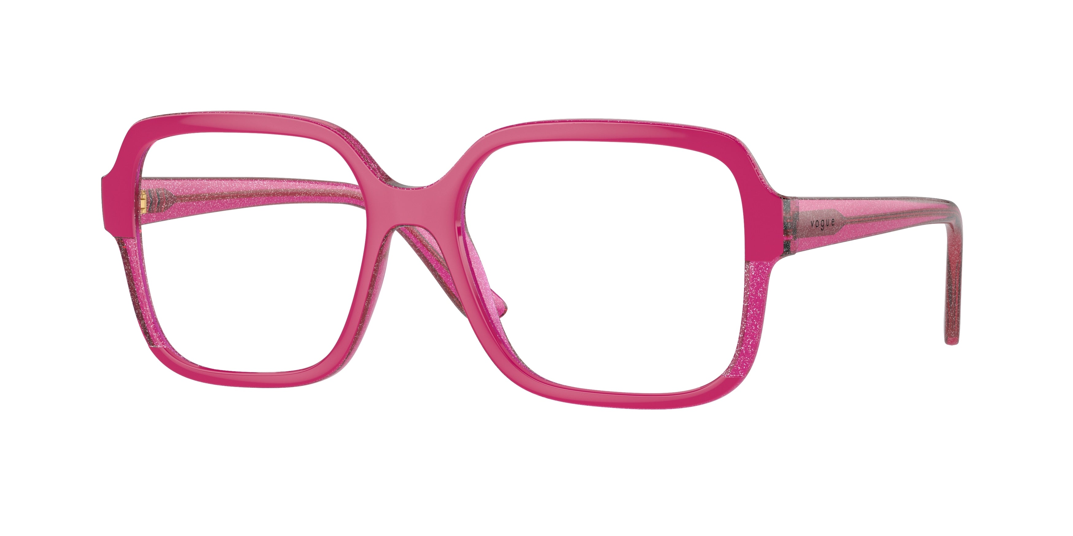 Vogue VO5555 Square Eyeglasses 3135-Cherry/Transparent Fuchsia Glitter 54-140-17 - Color Map Pink