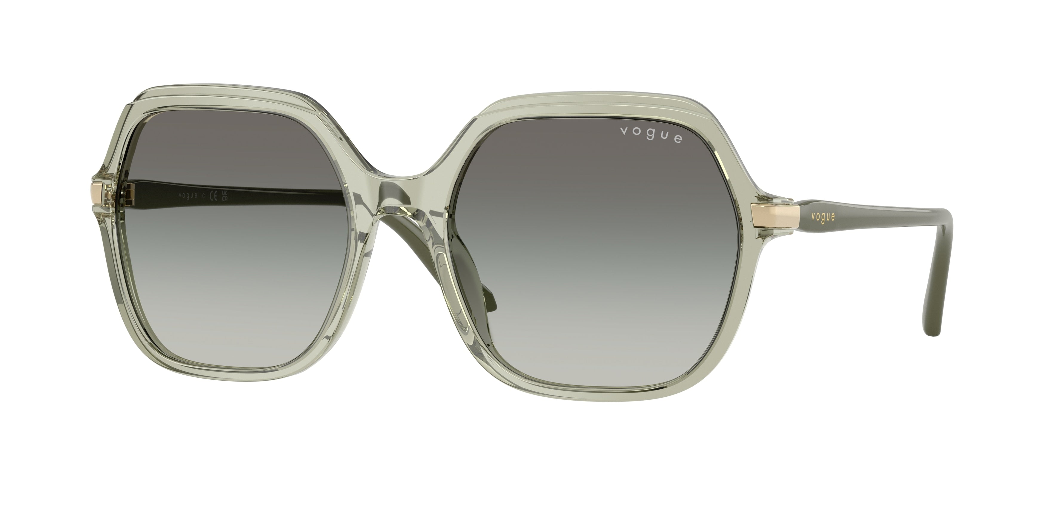 Vogue VO5561S Square Sunglasses 302211-Transparent Green 56-140-19 - Color Map Green