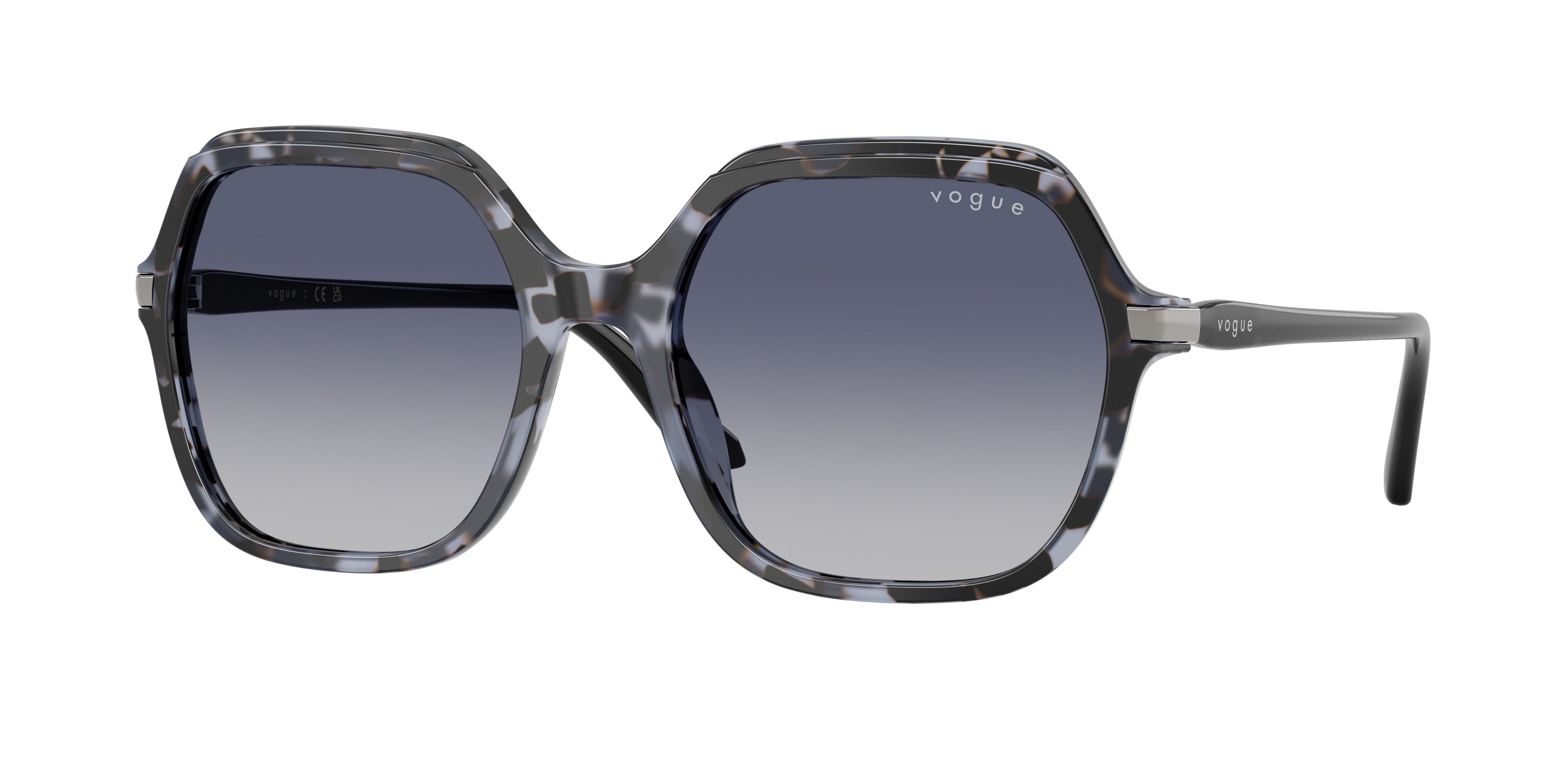 Vogue VO5561S Square Sunglasses 31474L-Blue Tortoise 56-140-19 - Color Map Blue
