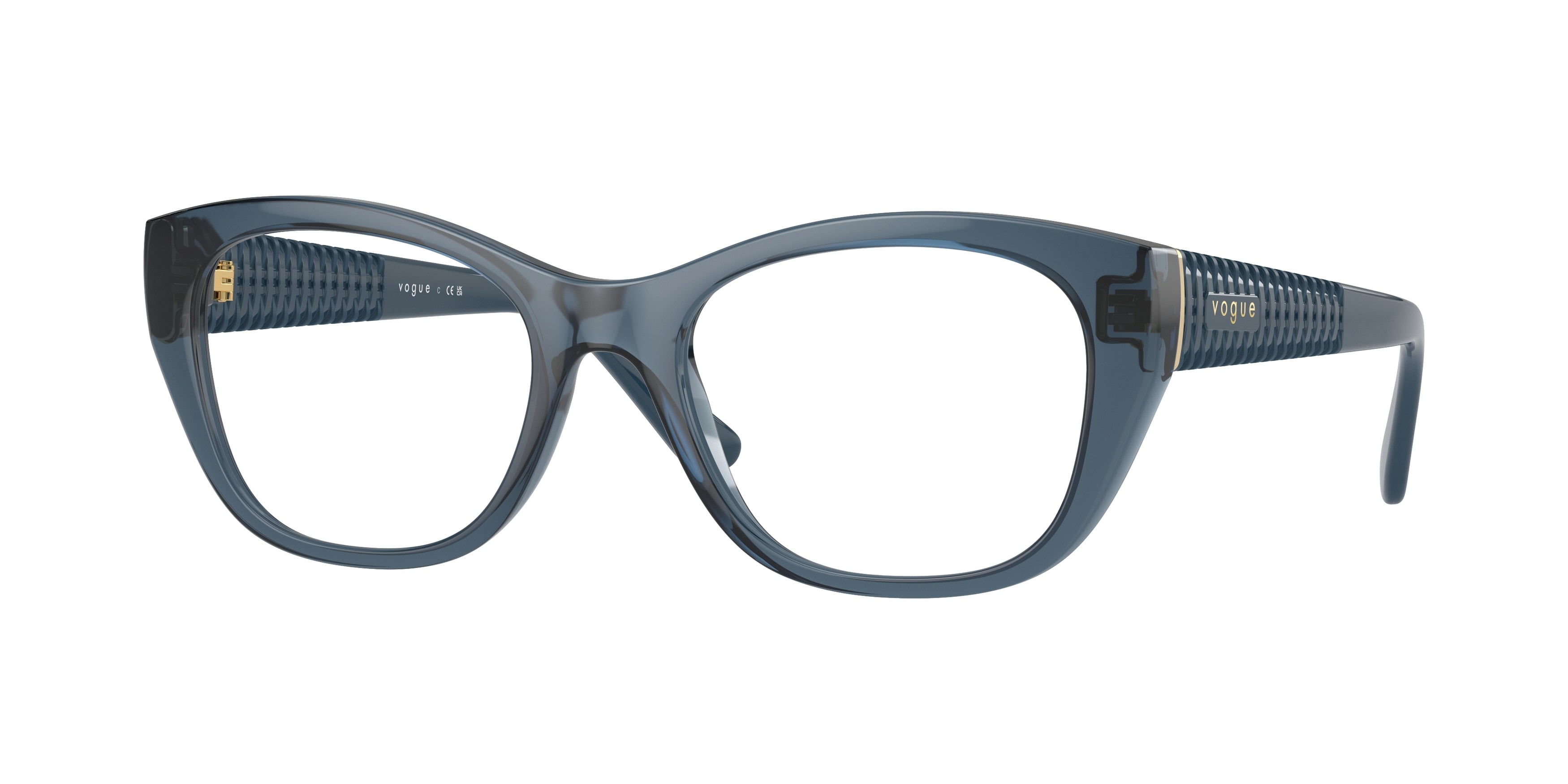 Vogue VO5569 Cat Eye Eyeglasses 2764-Transparent Blue 53-135-19 - Color Map Blue