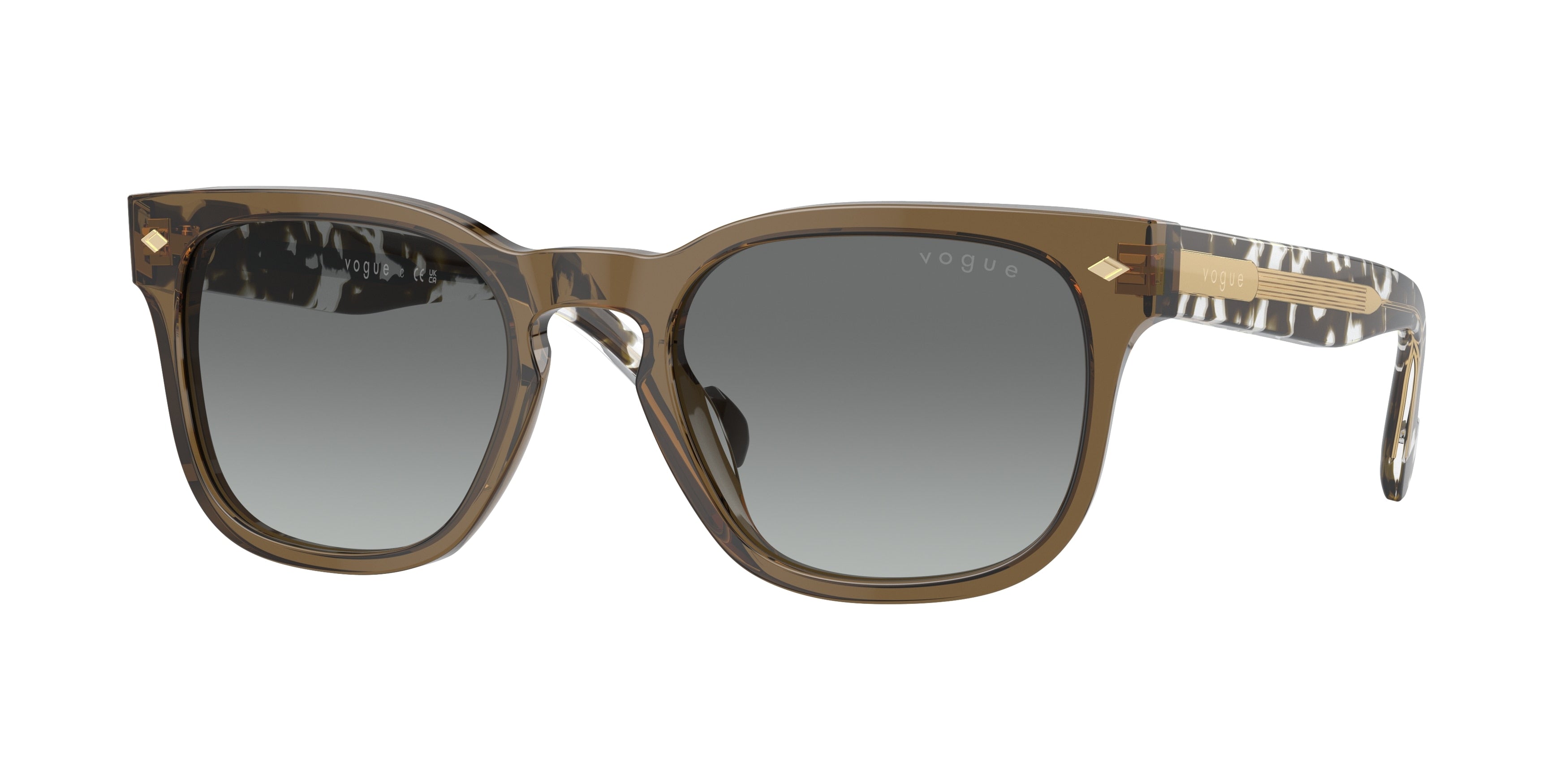 Vogue VO5571S Square Sunglasses 314411-Transparent Olive Green 53-145-21 - Color Map Green