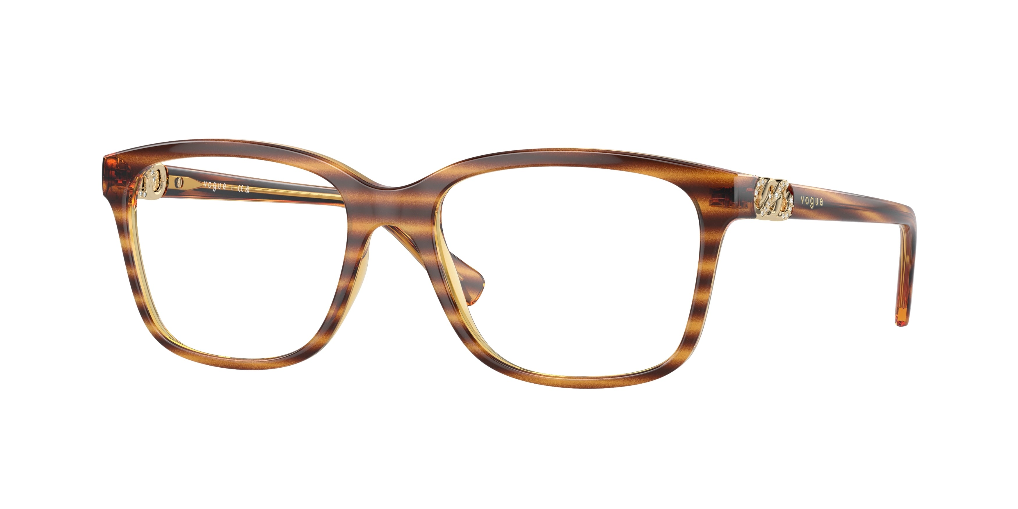 Vogue VO5574B Pillow Eyeglasses 1508-Striped Dark Havana 53-140-17 - Color Map Brown