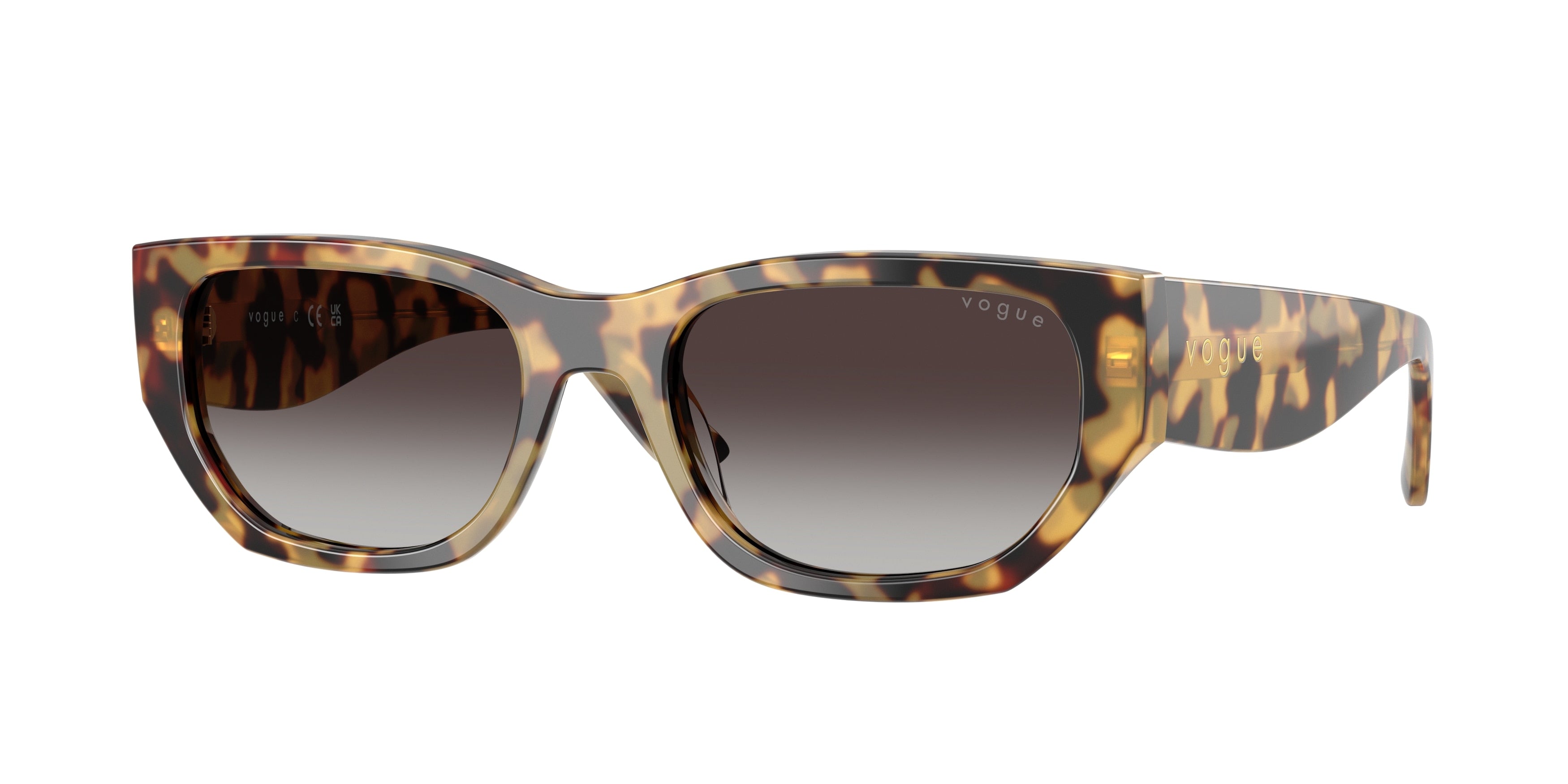 Vogue VO5586S Rectangle Sunglasses 26058G-Yellow Tortoise 53-140-19 - Color Map Tortoise