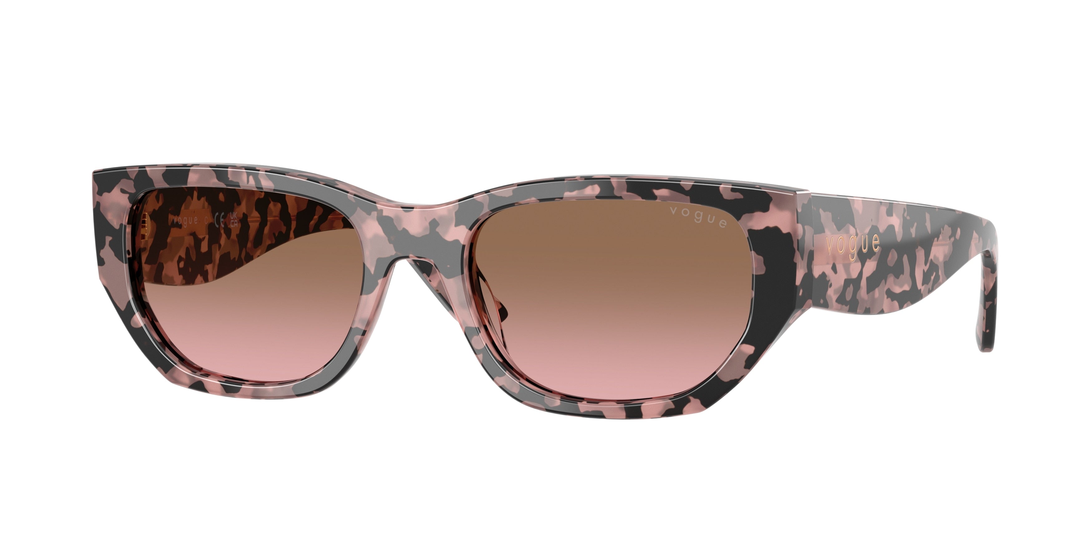 Vogue VO5586S Rectangle Sunglasses 315014-Pink Tortoise 53-140-19 - Color Map Tortoise