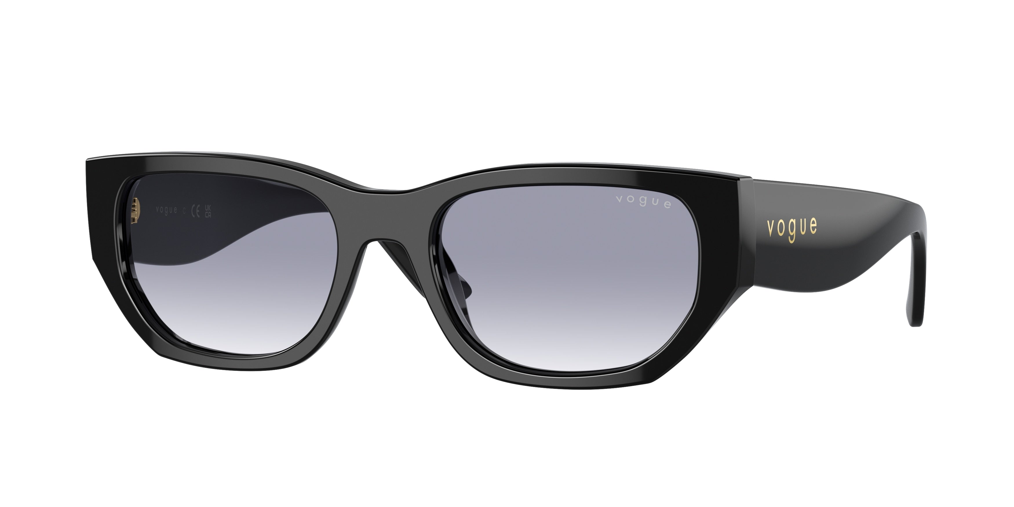 Vogue VO5586S Rectangle Sunglasses W44/79-Black 53-140-19 - Color Map Black