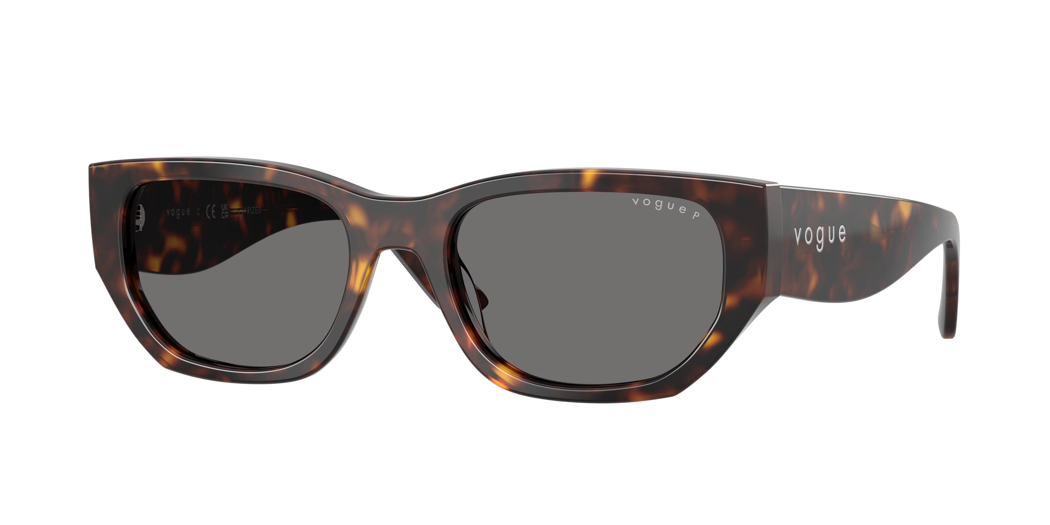 Vogue VO5586S Rectangle Sunglasses W65681-Dark Havana 53-140-19 - Color Map Brown