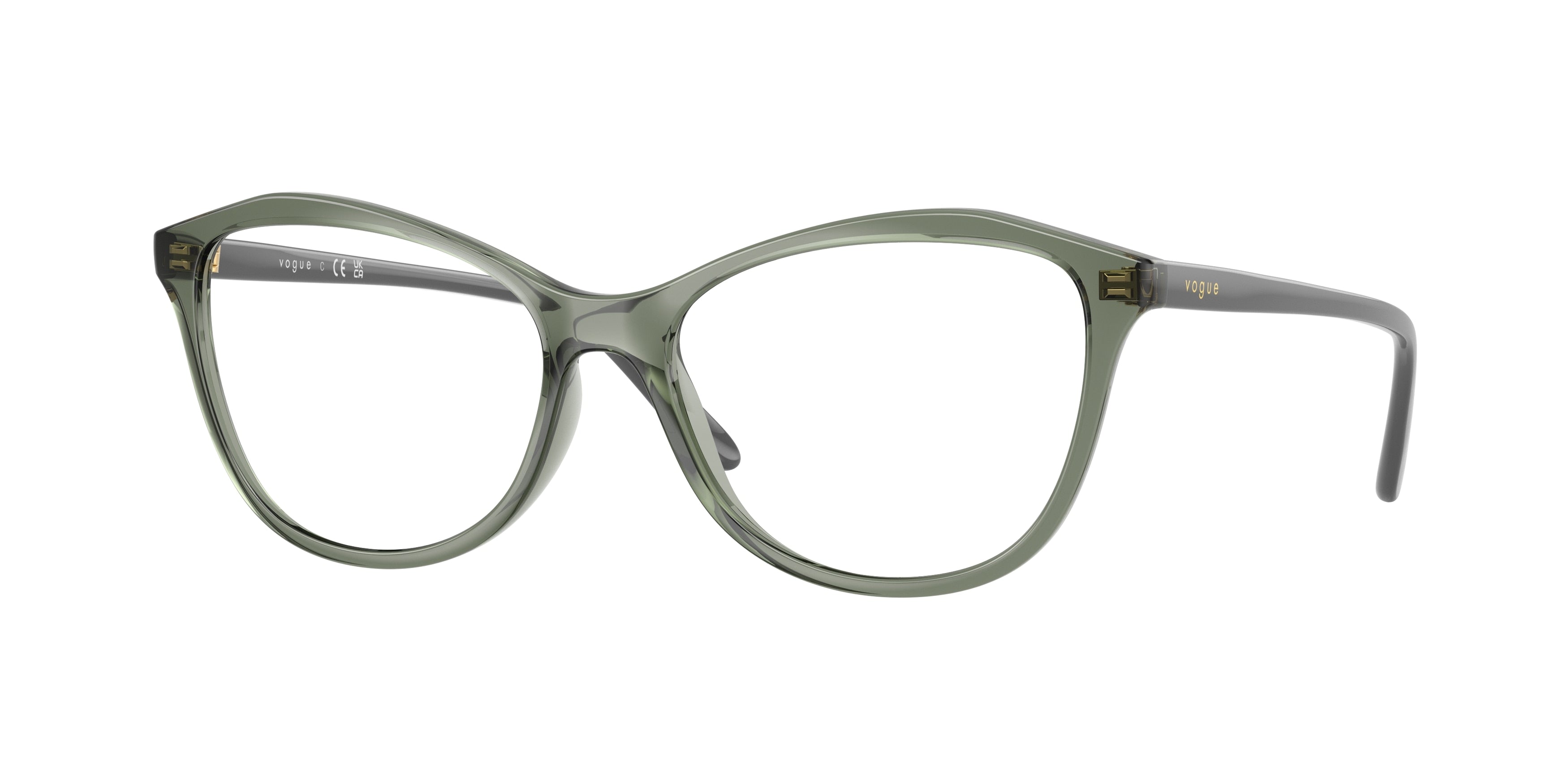 Vogue VO5602 Irregular Eyeglasses 3086-Transparent Mallard Green 54-140-16 - Color Map Green