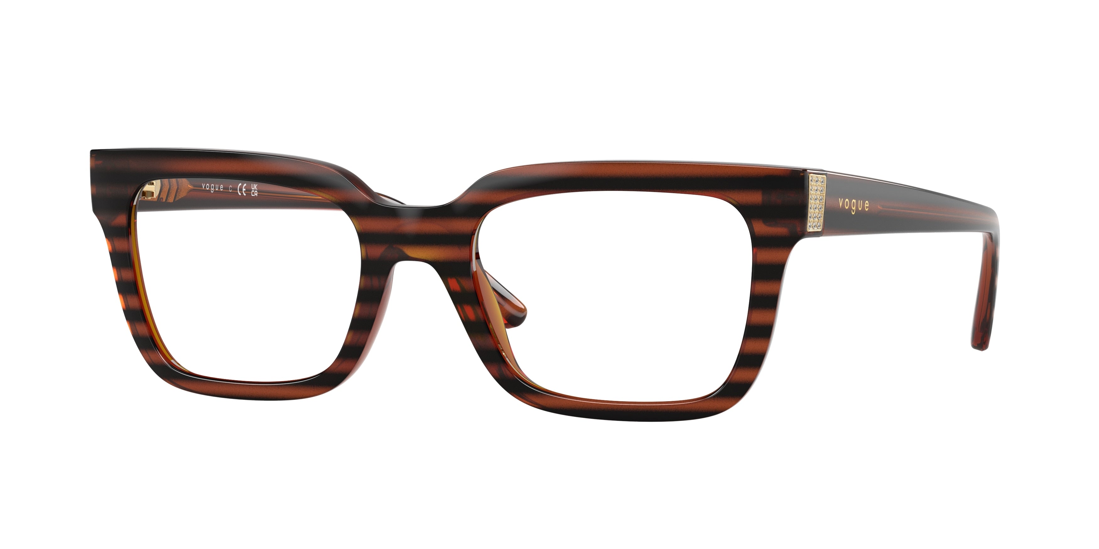 Vogue VO5611B Pillow Eyeglasses 2571-Striped Brown Havana 50-140-20 - Color Map Brown