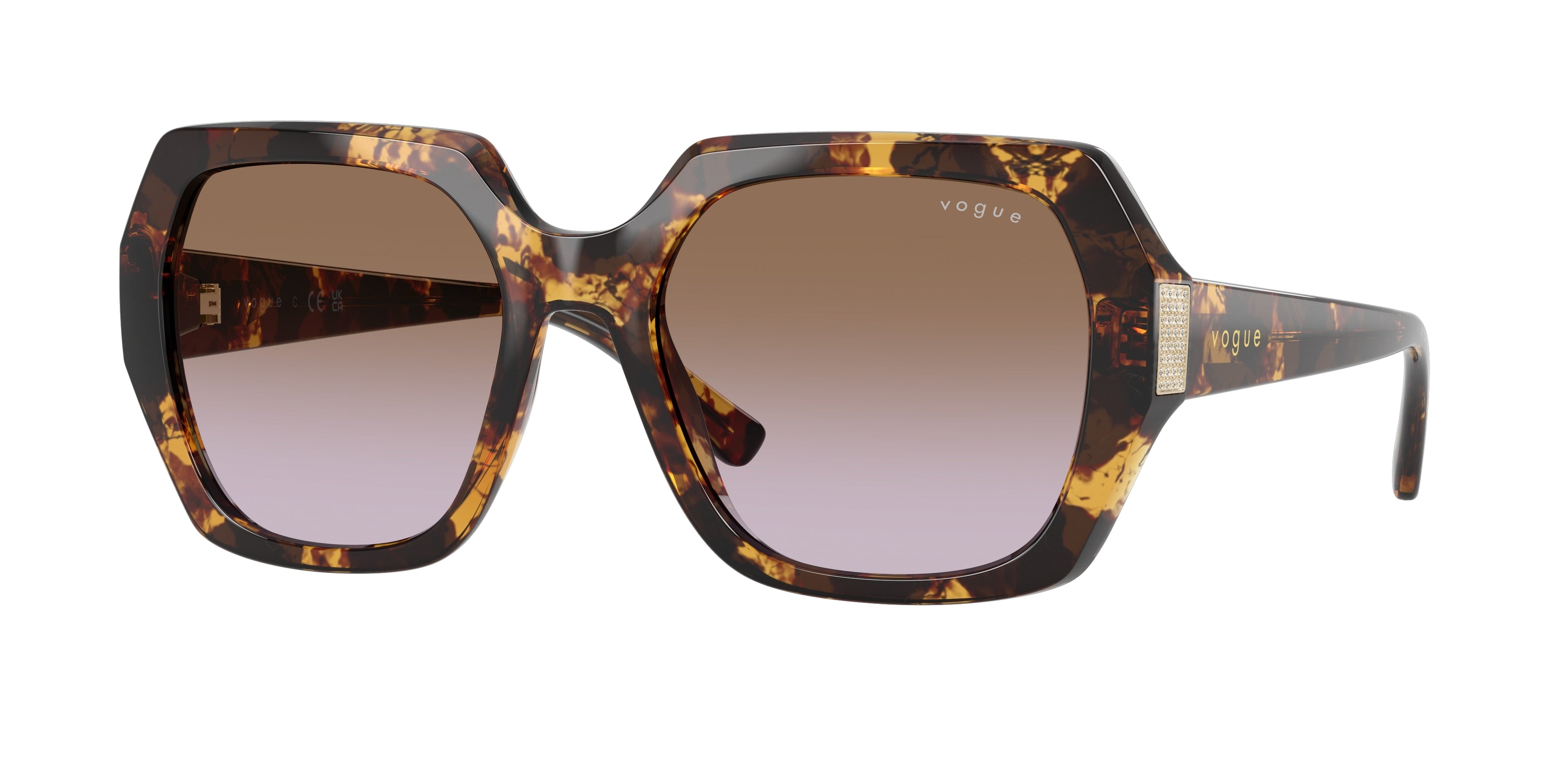 Vogue VO5612SB Irregular Sunglasses 317968-Honey Havana 55-140-19 - Color Map Tortoise