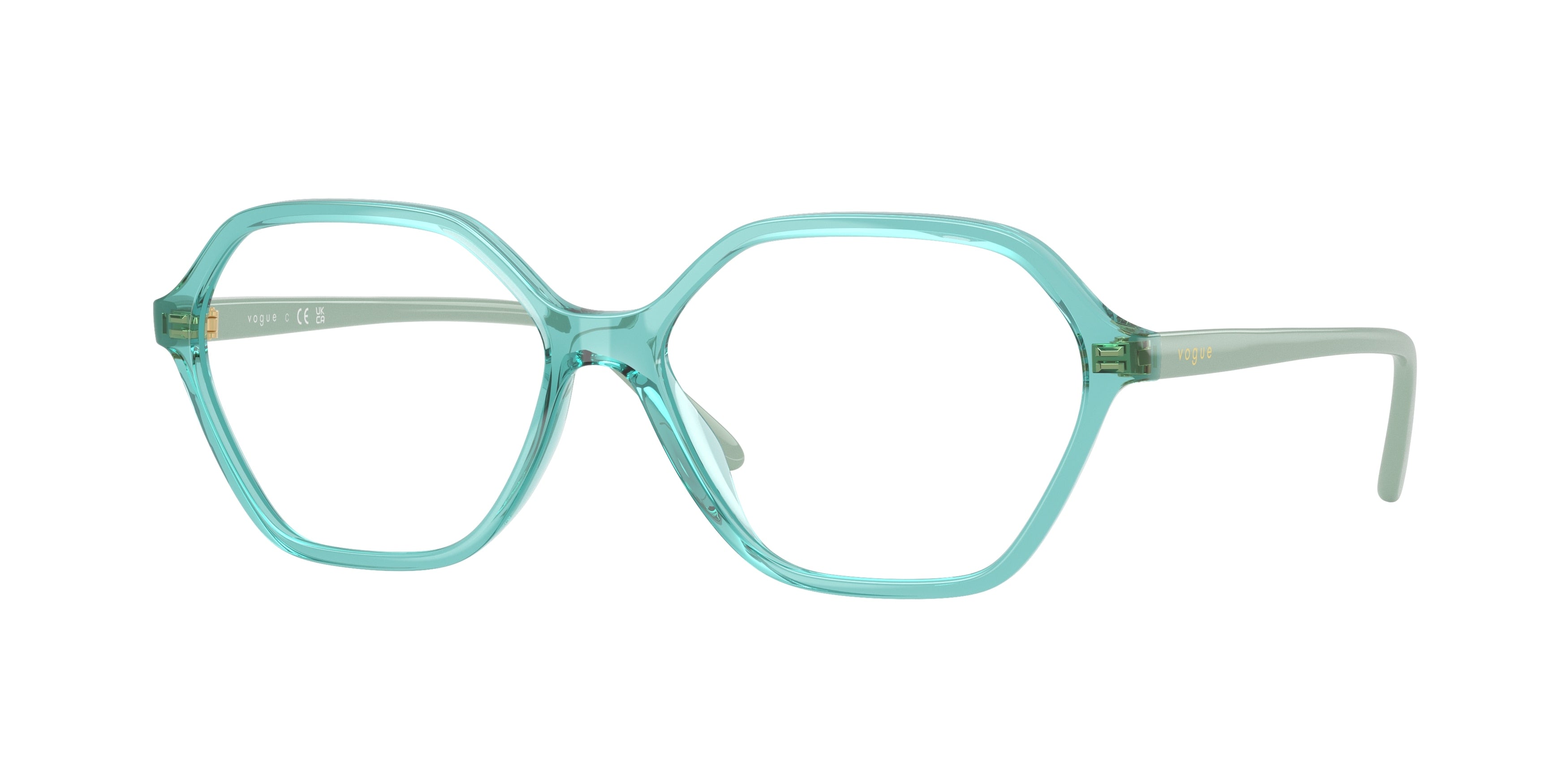 Vogue VO5622 Irregular Eyeglasses 3192-Transparent Torquoise 55-140-14 - Color Map Blue
