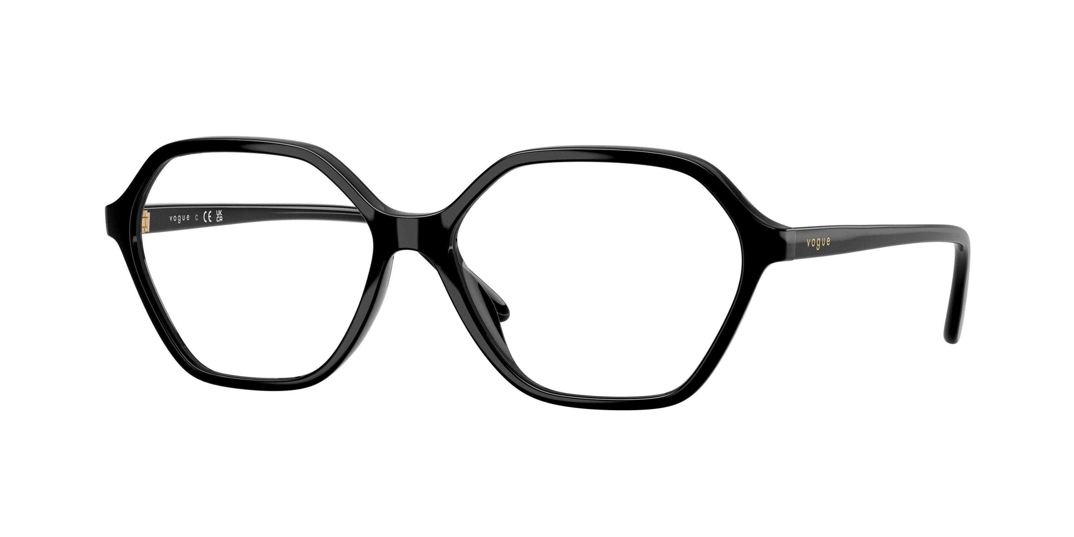 Vogue VO5622 Irregular Eyeglasses W44-Black 55-140-14 - Color Map Black
