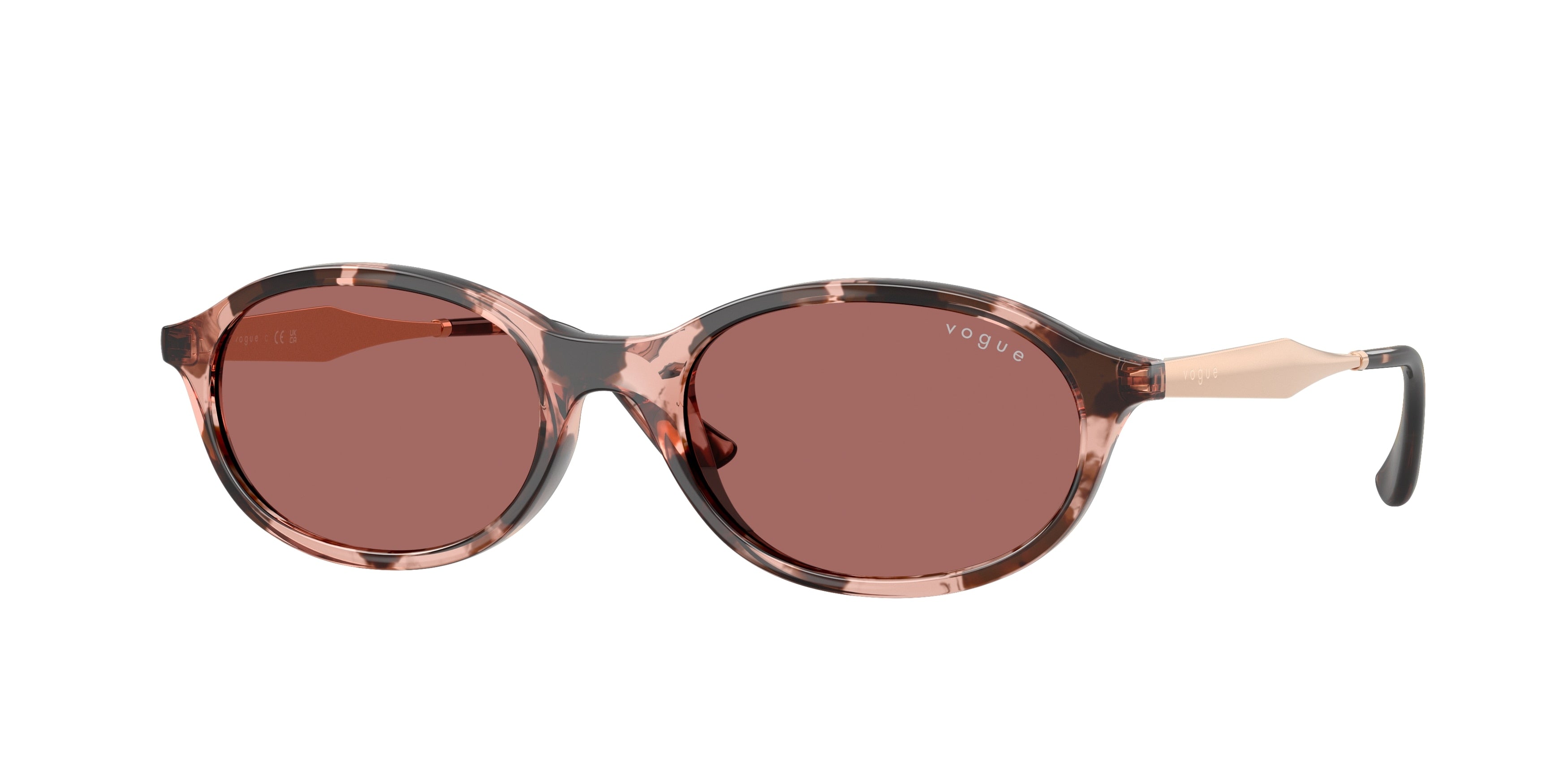 Vogue VO5625S Oval Sunglasses 319969-Rose Havana 52-135-18 - Color Map Pink