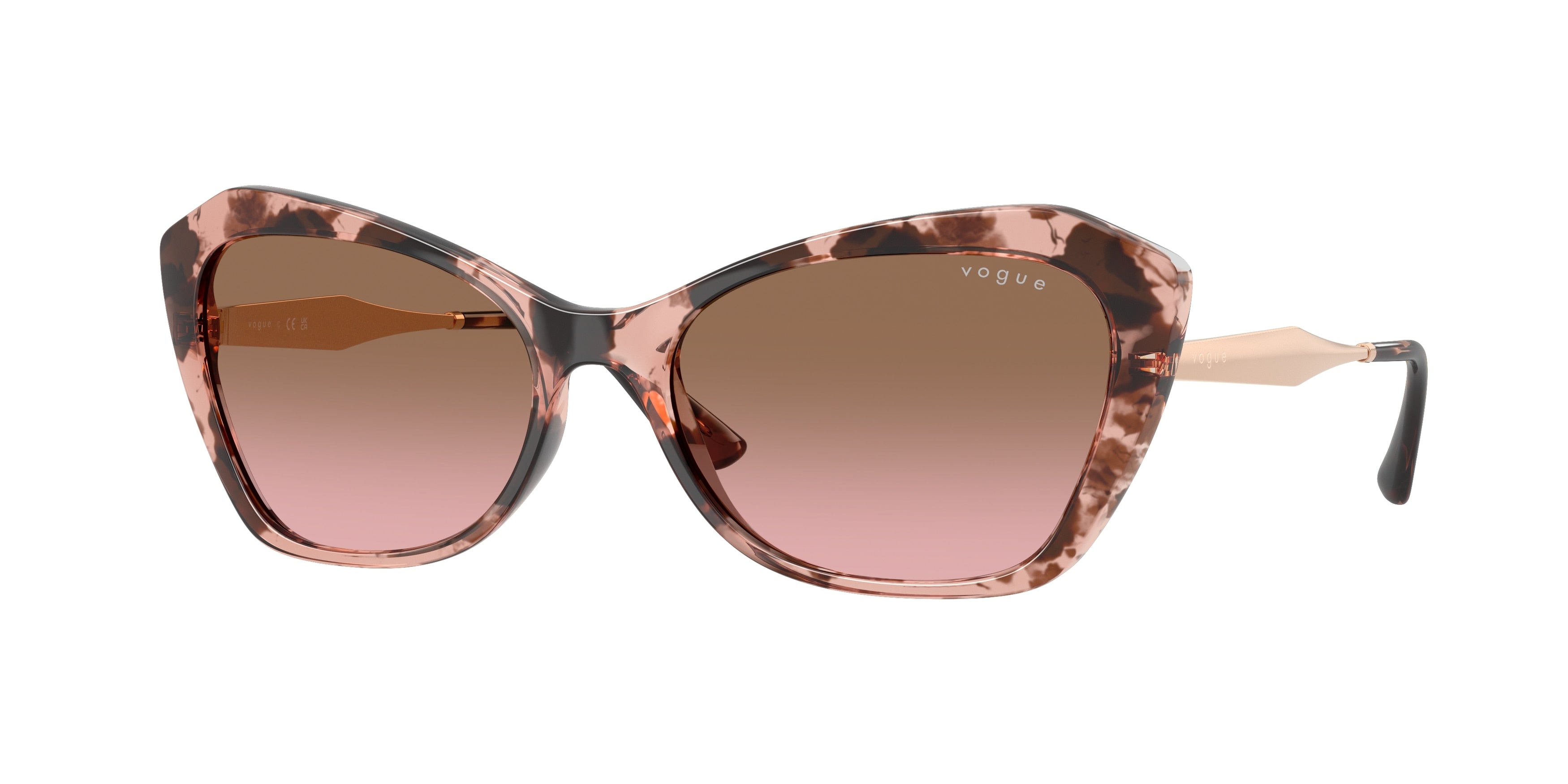 Vogue VO5626S Irregular Sunglasses 319914-Rose Havana 56-135-17 - Color Map Pink