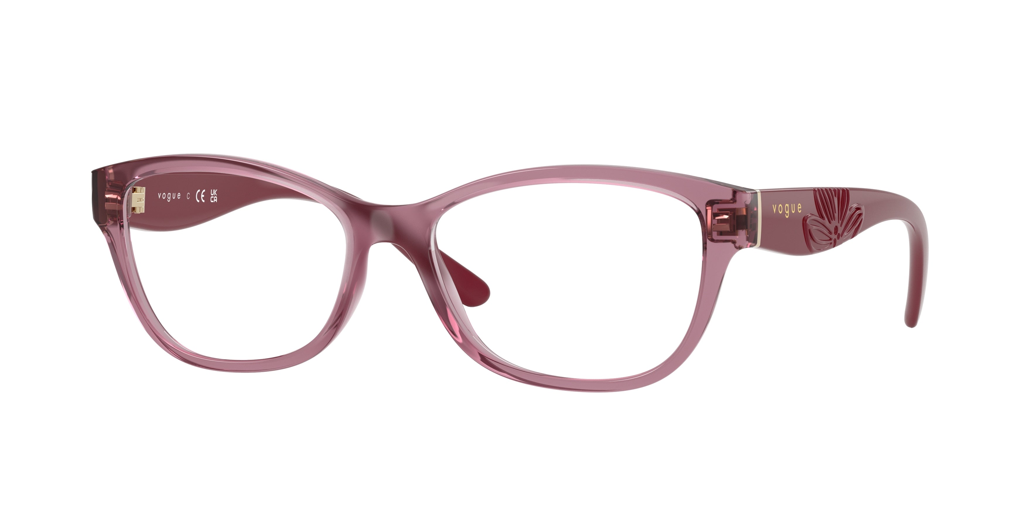 Vogue VO5627 Butterfly Eyeglasses 3024-Transparent Dark Pink 54-140-16 - Color Map Pink