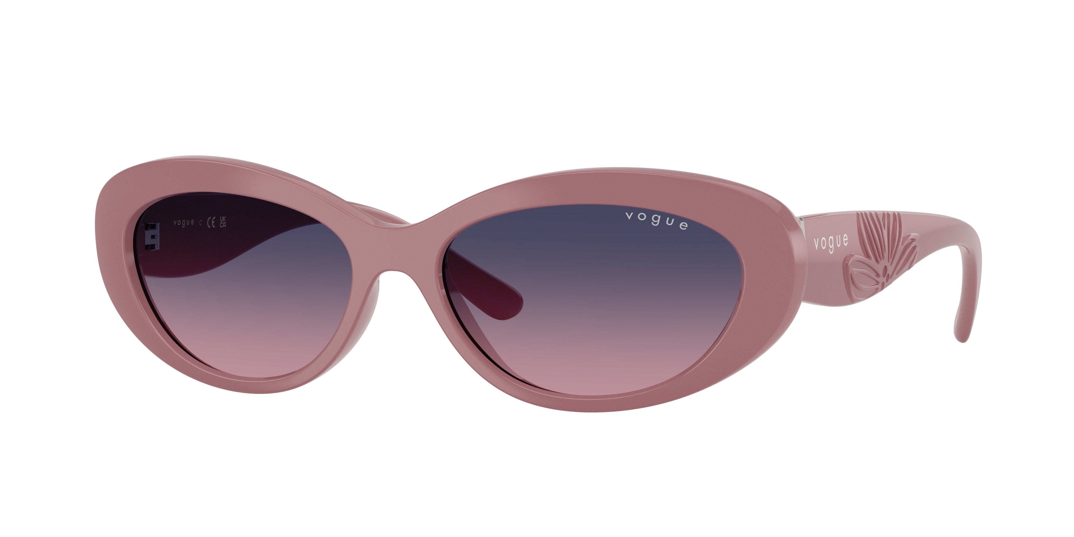 Vogue VO5630S Oval Sunglasses 3195I6-Full Dark Old Pink 55-140-16 - Color Map Pink