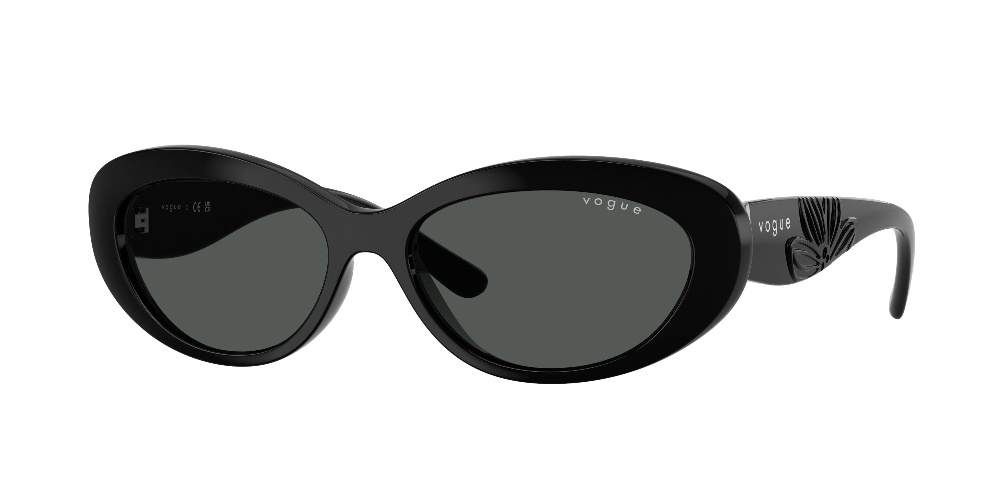 Vogue VO5630S Oval Sunglasses W44/87-Black 55-140-16 - Color Map Black