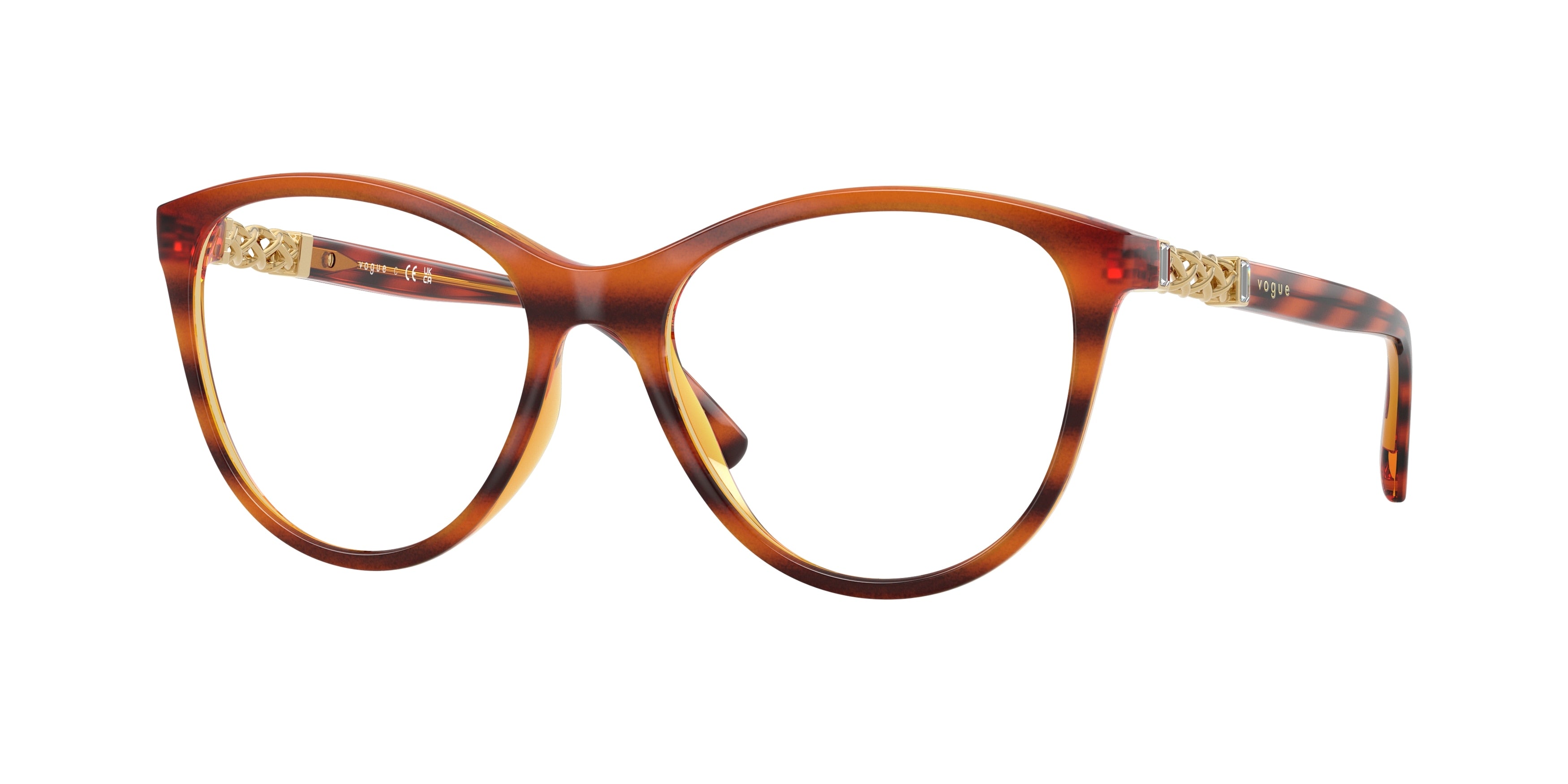 Vogue VO5631B Phantos Eyeglasses 1508-Striped Dark Havana 53-140-17 - Color Map Brown