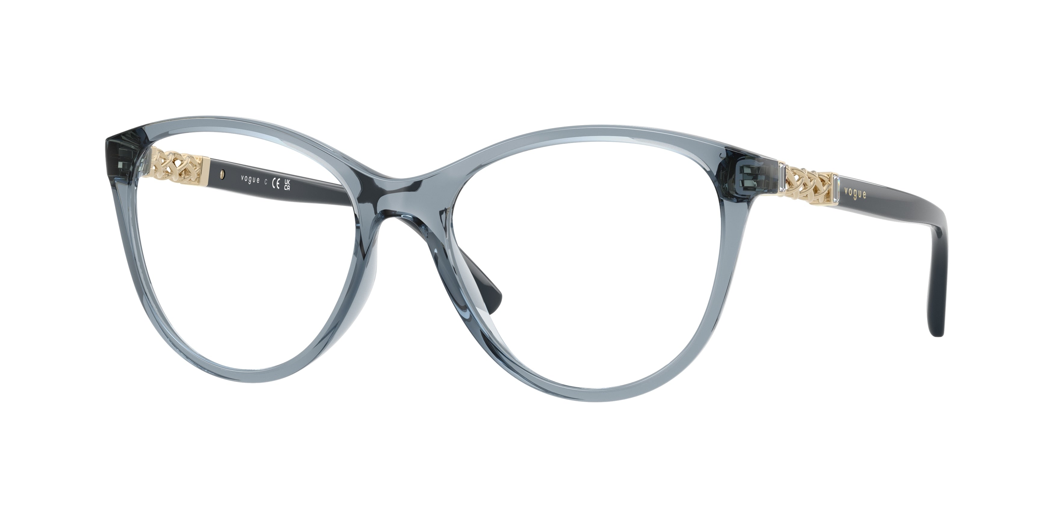Vogue VO5631B Phantos Eyeglasses 2966-Transparent Light Blue 53-140-17 - Color Map Blue