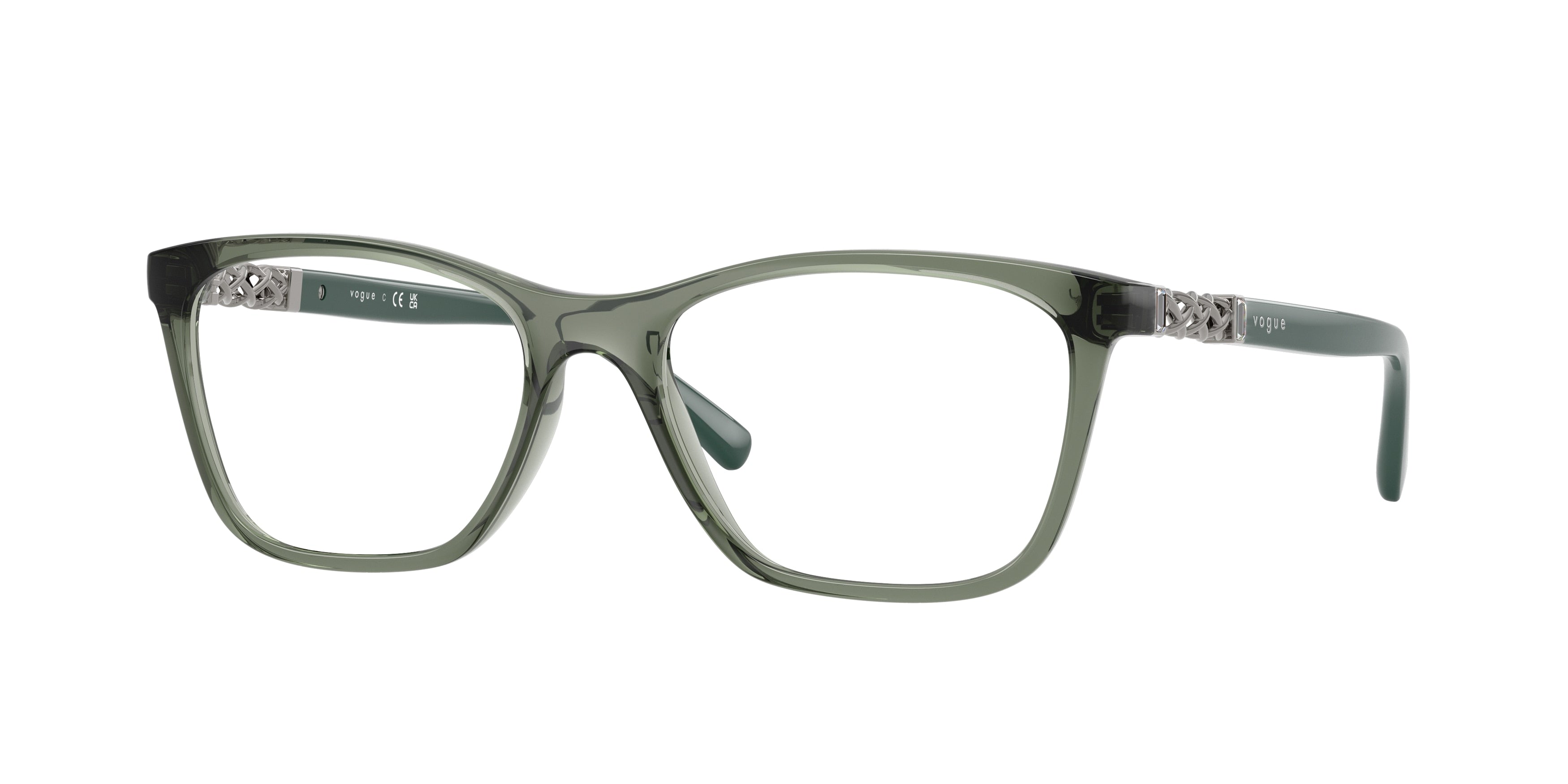 Vogue VO5632B Pillow Eyeglasses 3086-Transparent Mallard Green 53-140-17 - Color Map Green