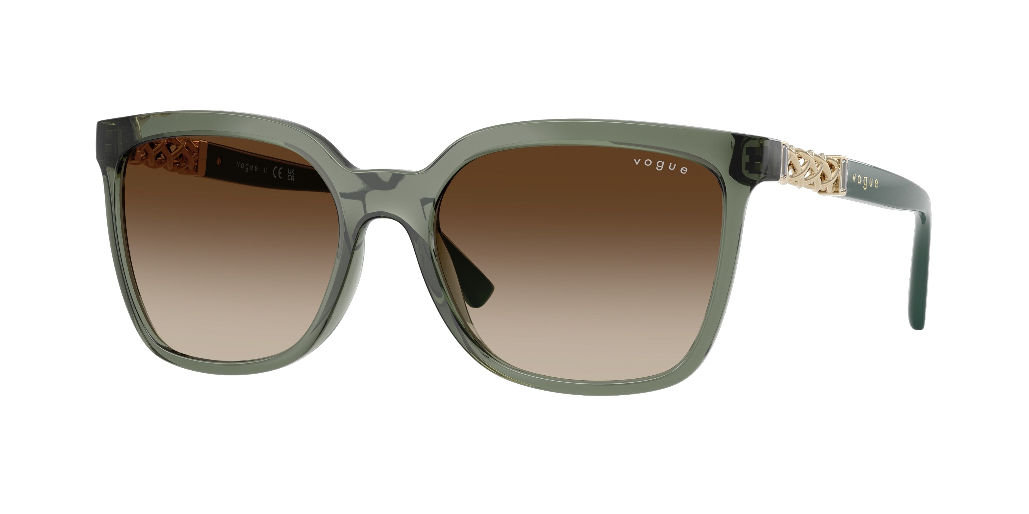 Vogue VO5633SB Square Sunglasses 308613-Transparent Mallard Green 56-140-18 - Color Map Green