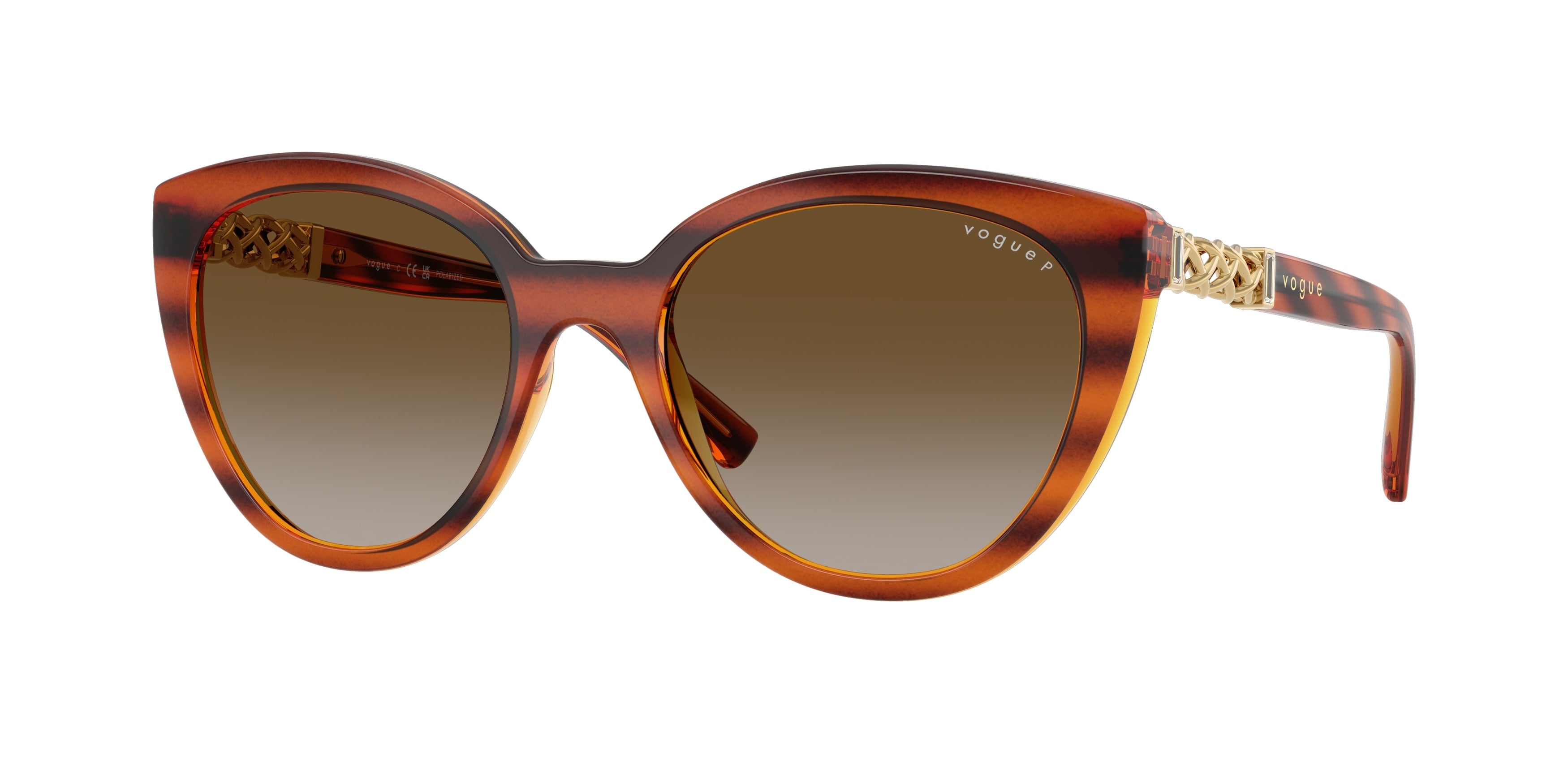 Vogue VO5634SB Cat Eye Sunglasses 1508T5-Striped Dark Havana 53-140-19 - Color Map Brown