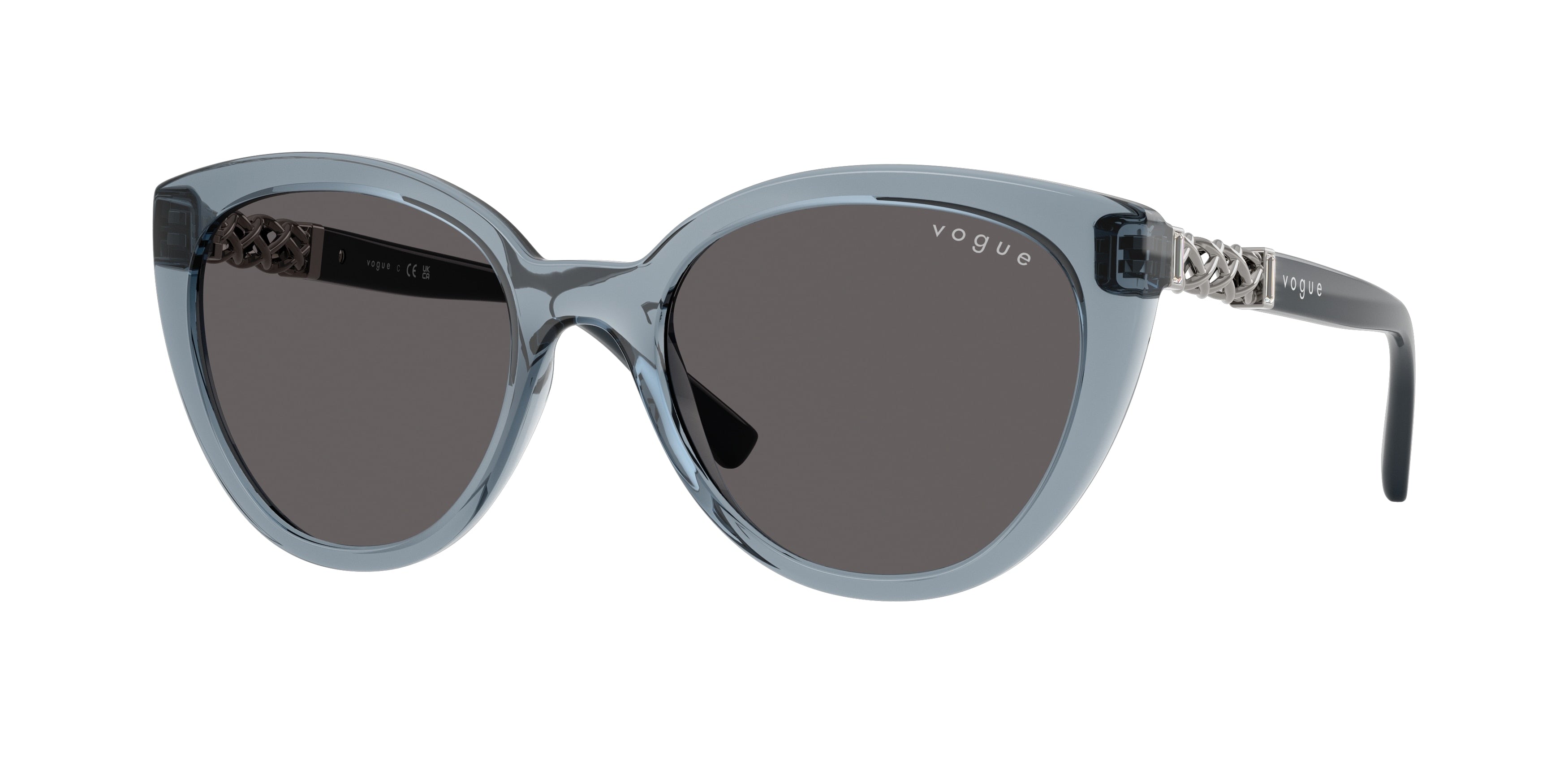 Vogue VO5634SB Cat Eye Sunglasses 296687-Transparent Light Blue 53-140-19 - Color Map Blue