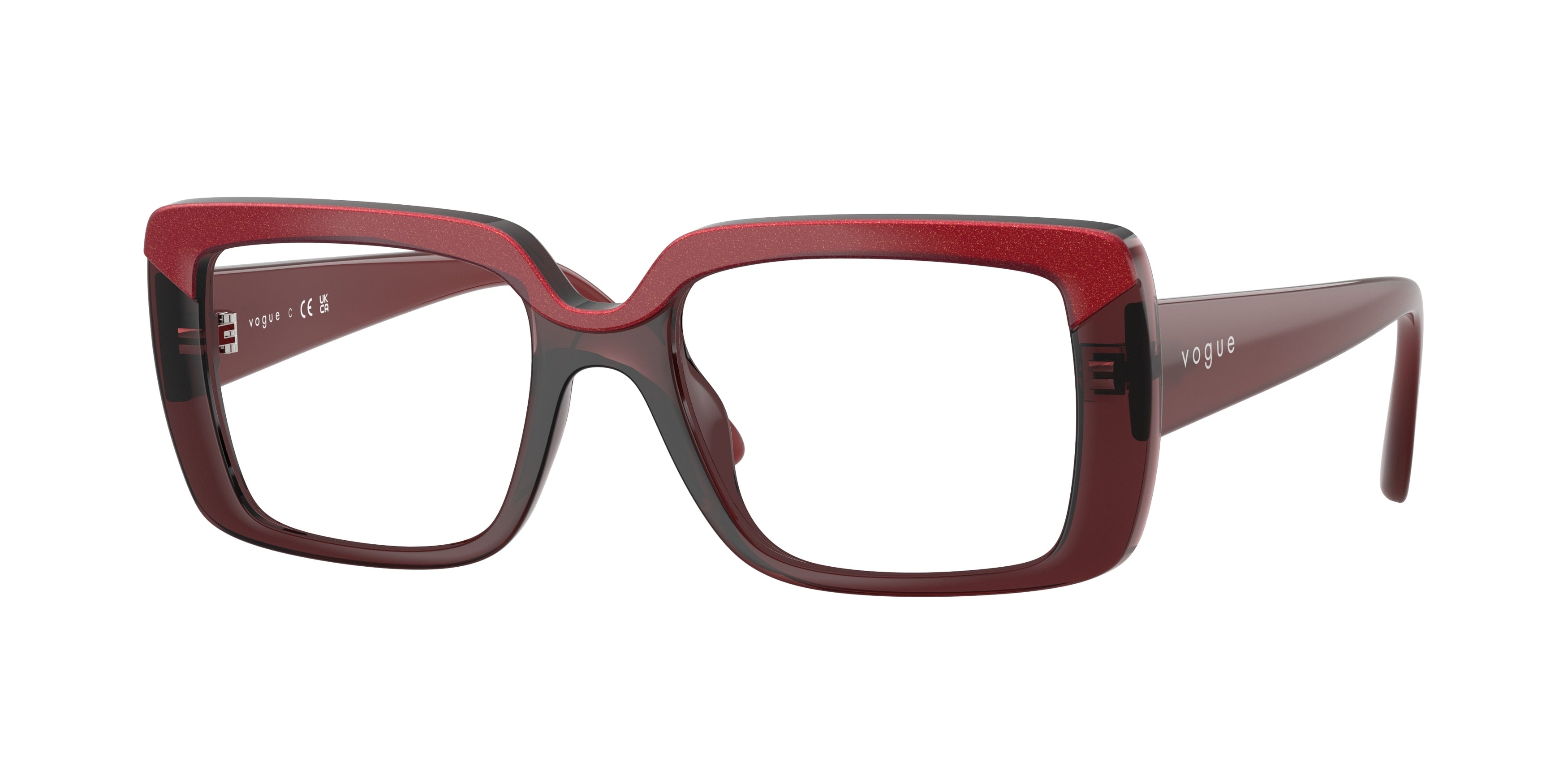 Vogue VO5636U Rectangle Eyeglasses 3225-Top Red/Transparent Red 52-140-18 - Color Map Red