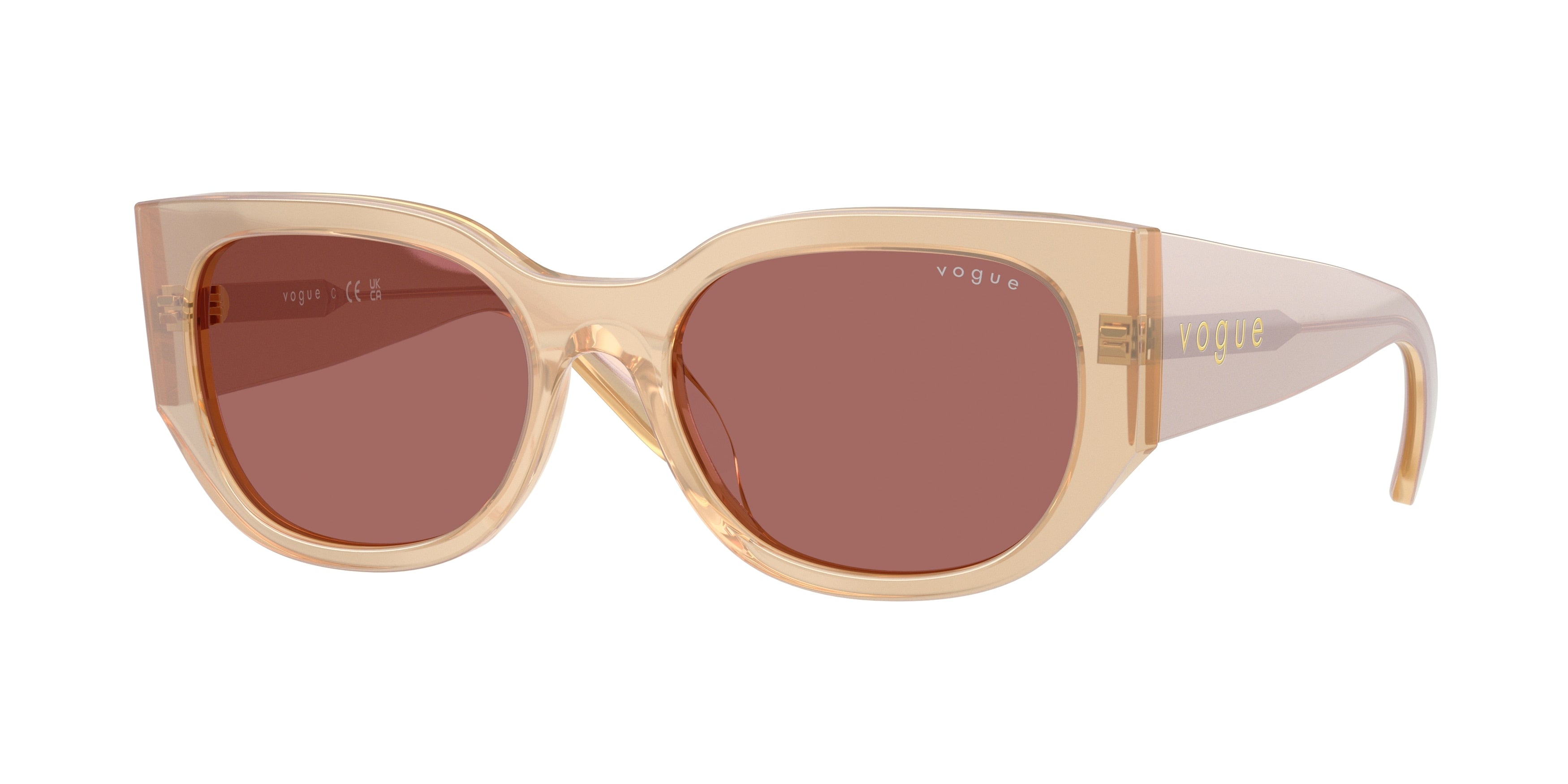 Vogue VO5641SU Irregular Sunglasses 323469-Transparent Pearl Cream 53-140-18 - Color Map Brown