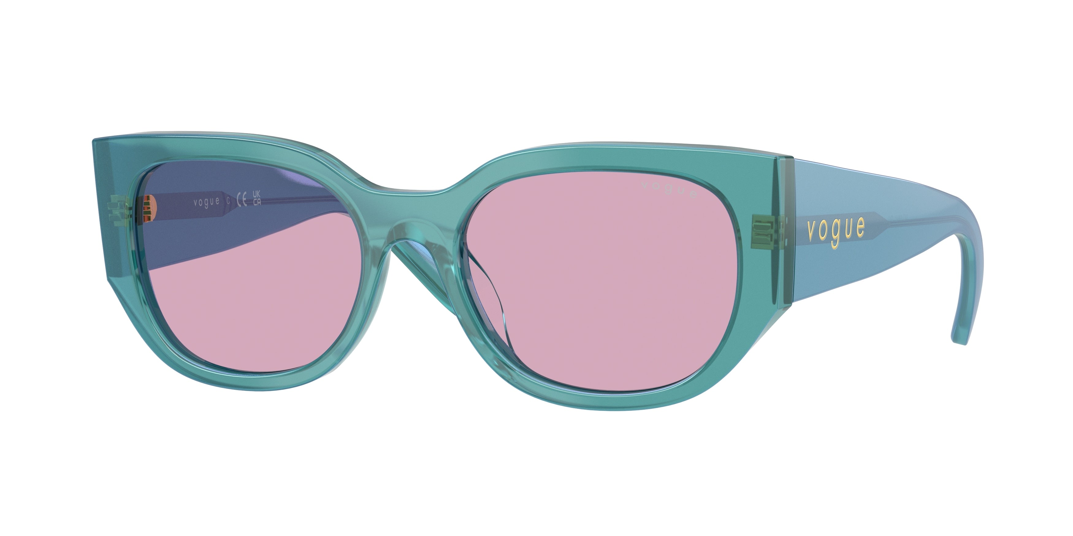 Vogue VO5641SU Irregular Sunglasses 323576-Transparent Pearl Green 53-140-18 - Color Map Green