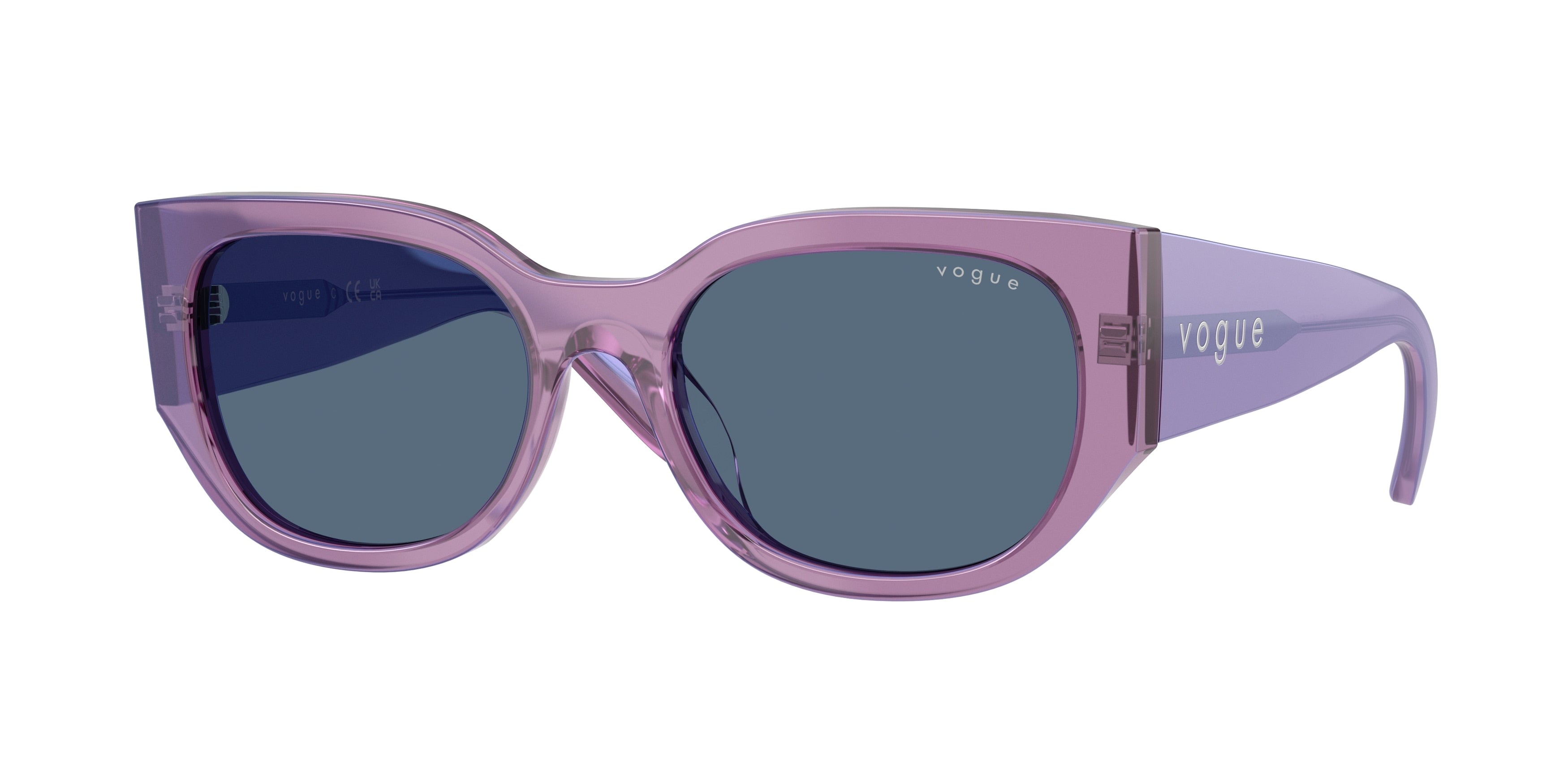 Vogue VO5641SU Irregular Sunglasses 323680-Transparent Pearl Purple 53-140-18 - Color Map Violet