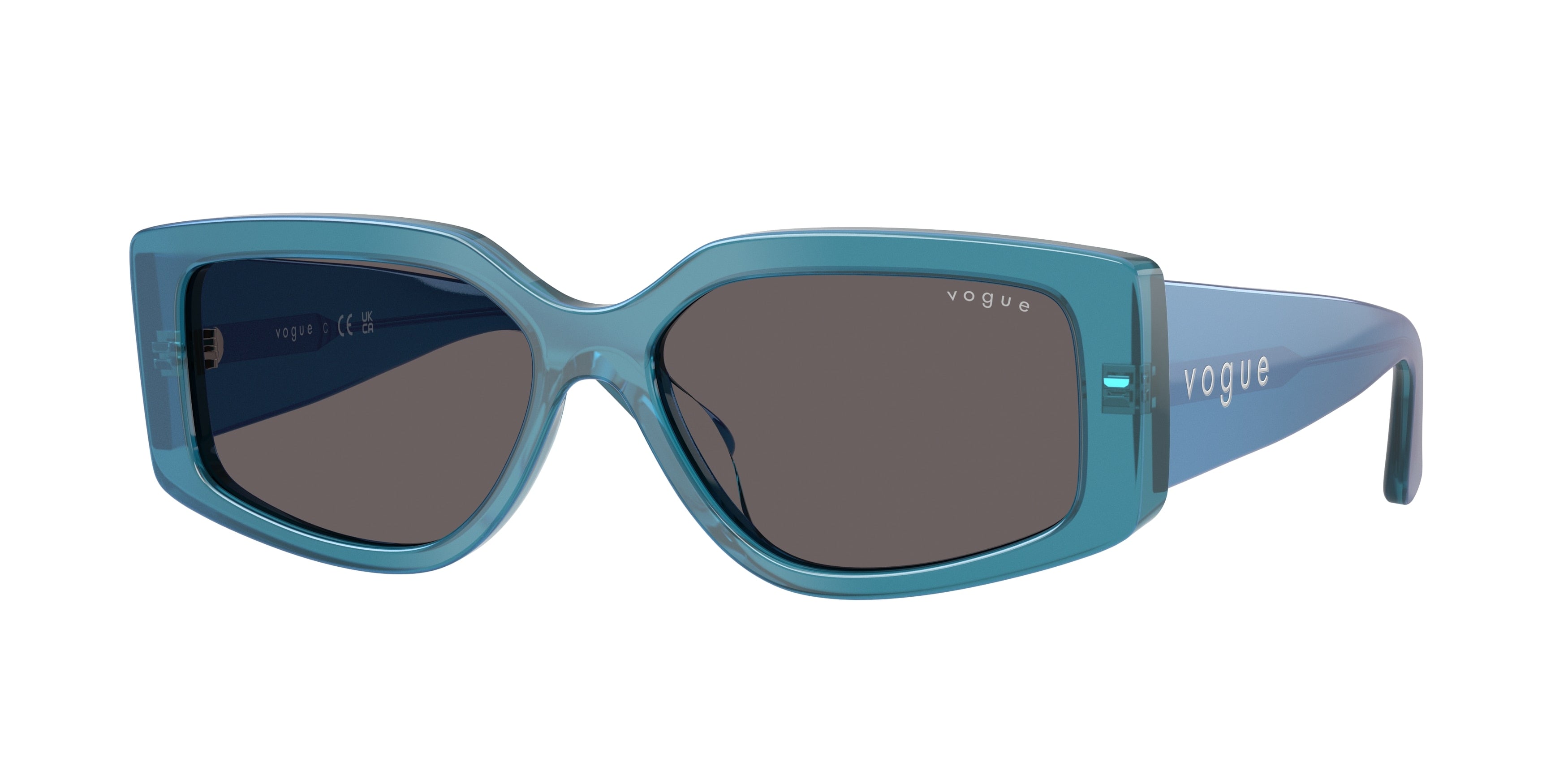 Vogue VO5642SU Rectangle Sunglasses 323787-Transparent Pearl Blue 55-140-15 - Color Map Blue
