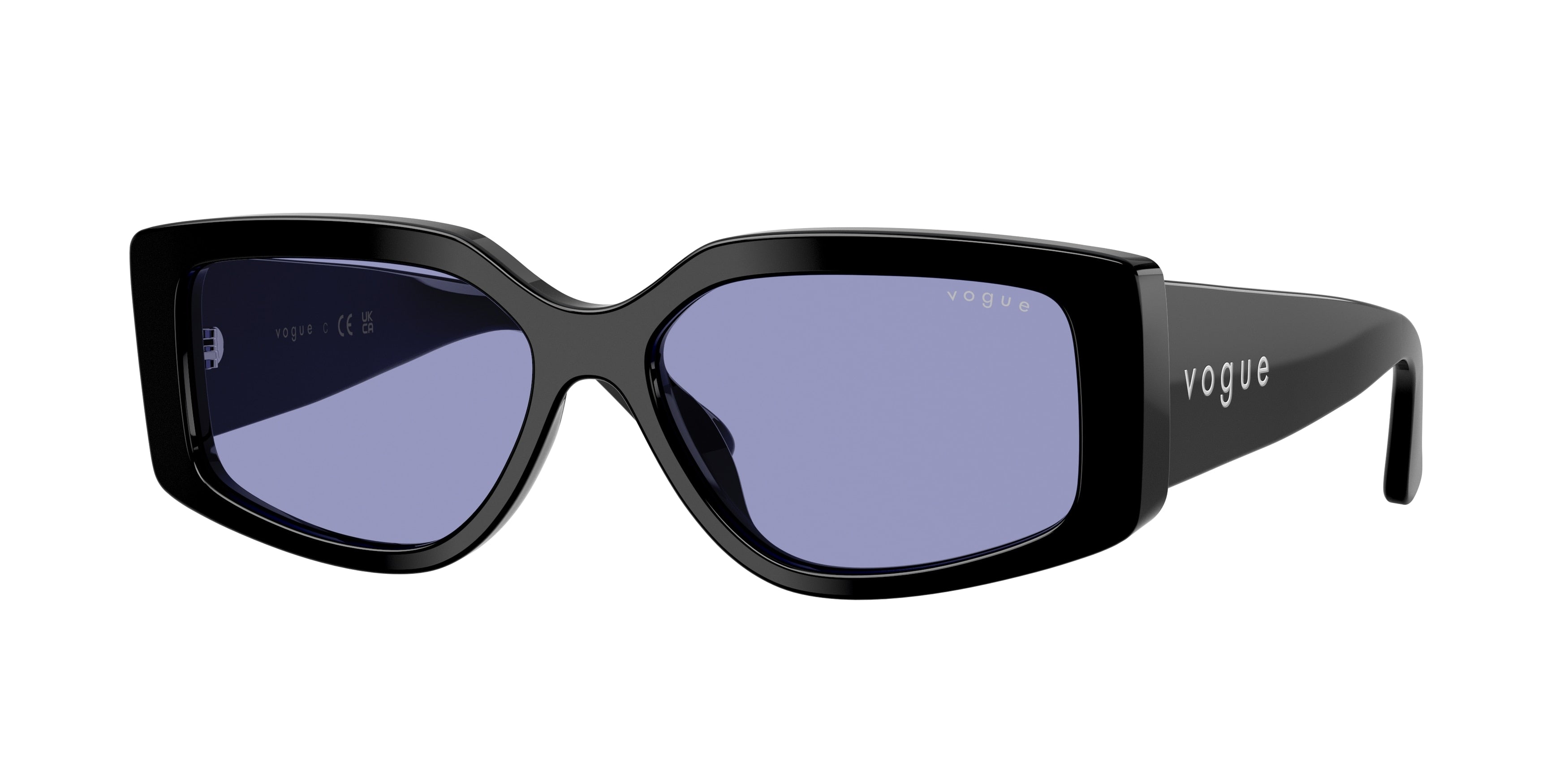 Vogue VO5642SU Rectangle Sunglasses W44/76-Black 55-140-15 - Color Map Black