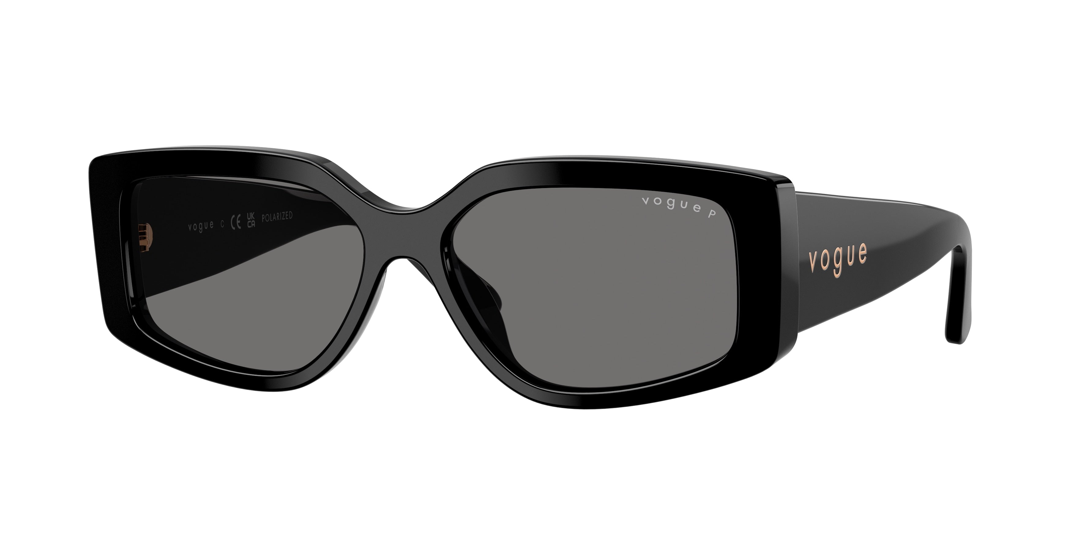 Vogue VO5642SU Rectangle Sunglasses W44/81-Black 55-140-15 - Color Map Black