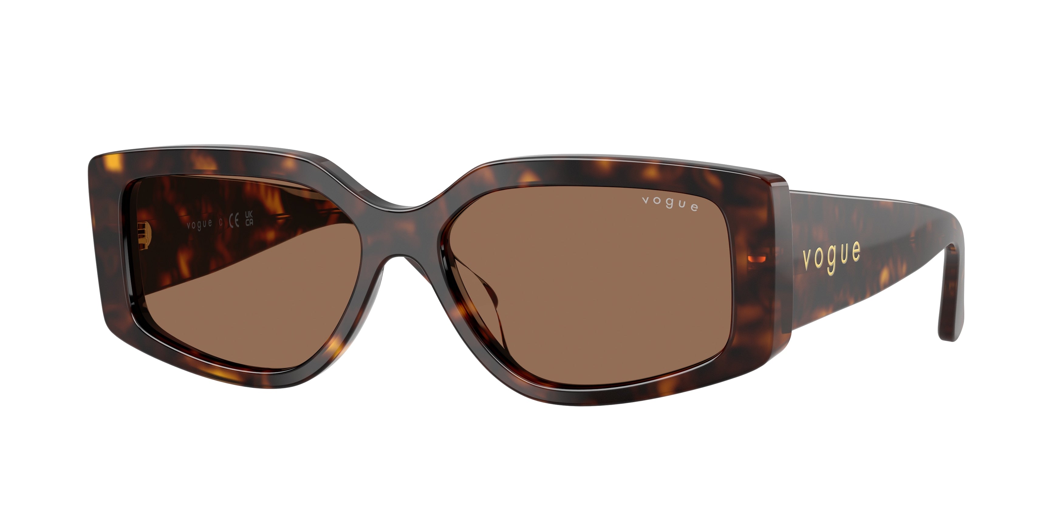 Vogue VO5642SU Rectangle Sunglasses W65673-Dark Havana 55-140-15 - Color Map Brown