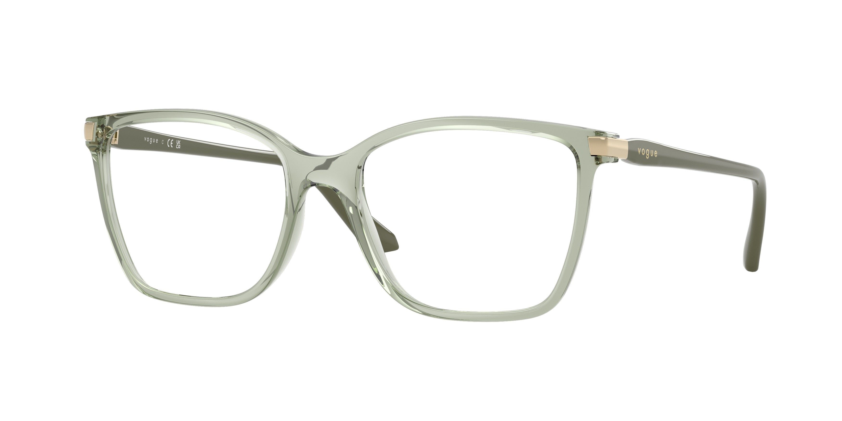 Vogue VO5654 Square Eyeglasses 3022-Transparent Green 53-140-17 - Color Map Green
